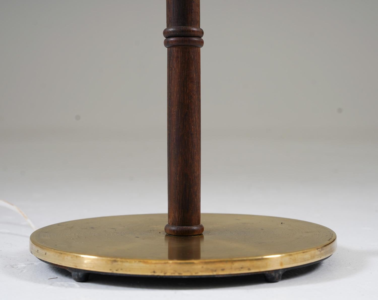 Scandinavian Midcentury Floor Lamp in Brass and Wood by Falkenbergs, Sweden For Sale 1
