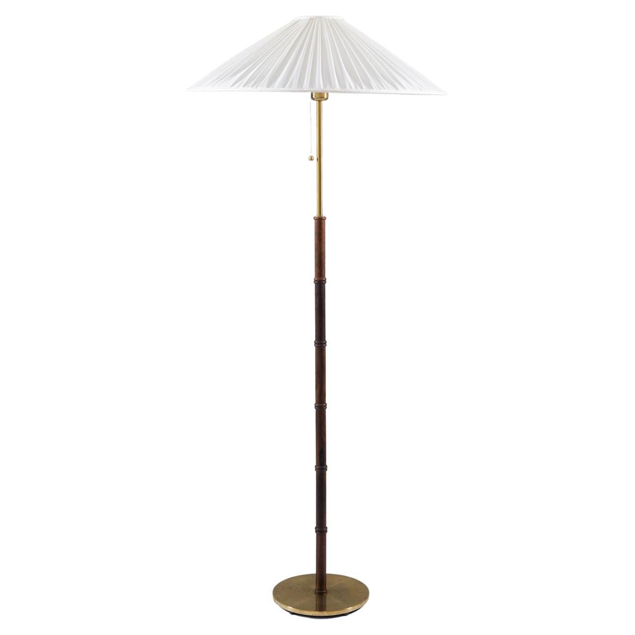 Scandinavian Midcentury Floor Lamp in Brass and Wood by Falkenbergs, Sweden For Sale