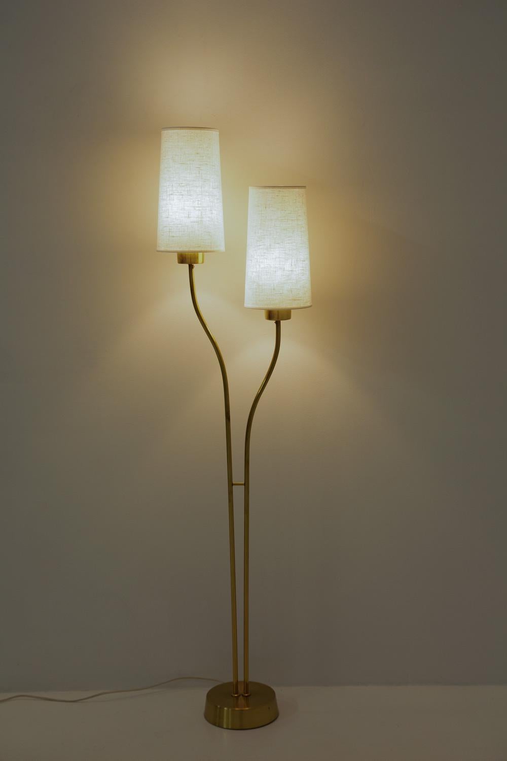Scandinavian Midcentury Floor Lamp in Brass 1