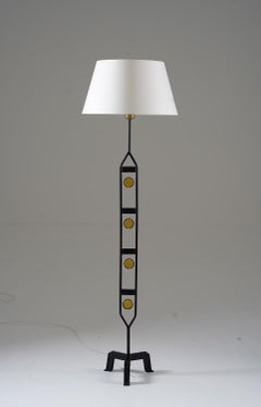 Scandinavian Midcentury Floor Lamp in Metal and Glass by Nybro Armaturfabrik