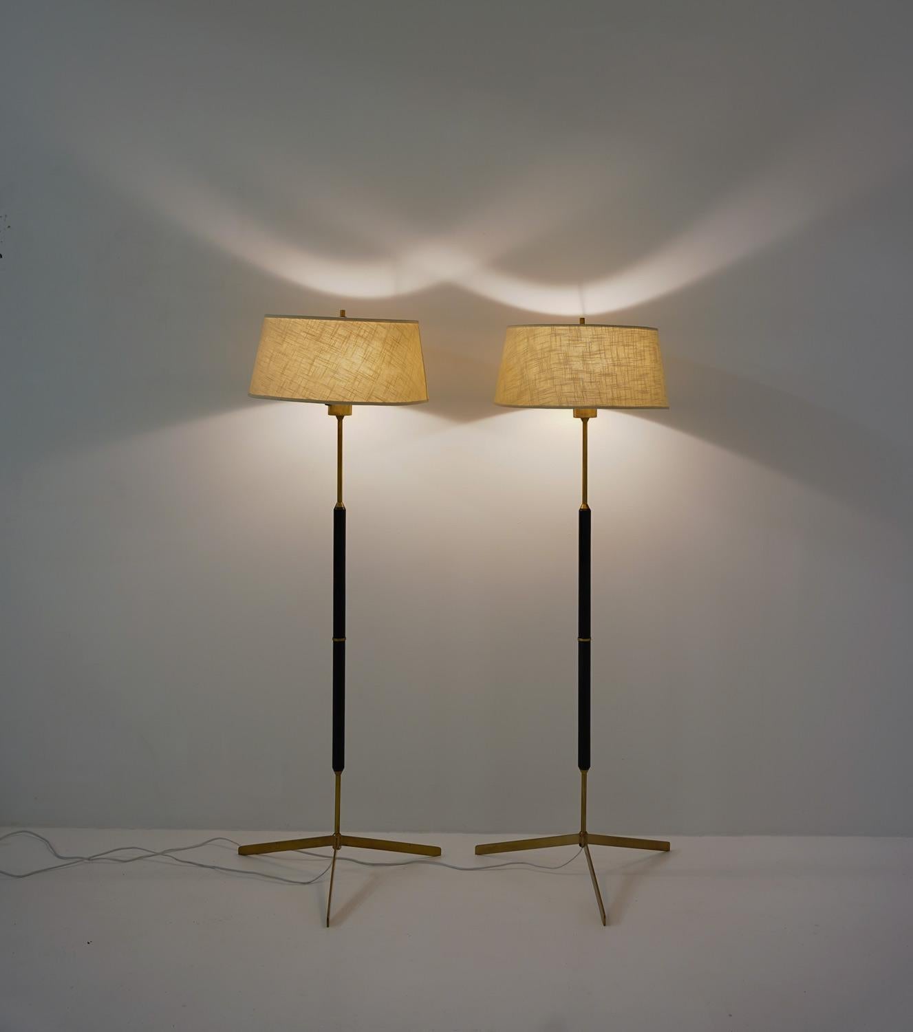 Scandinavian Midcentury Floor Lamps in Brass and Wood by Bergboms, Sweden 4