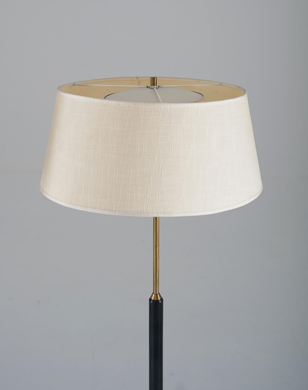Swedish Scandinavian Midcentury Floor Lamps in Brass and Wood by Bergboms, Sweden
