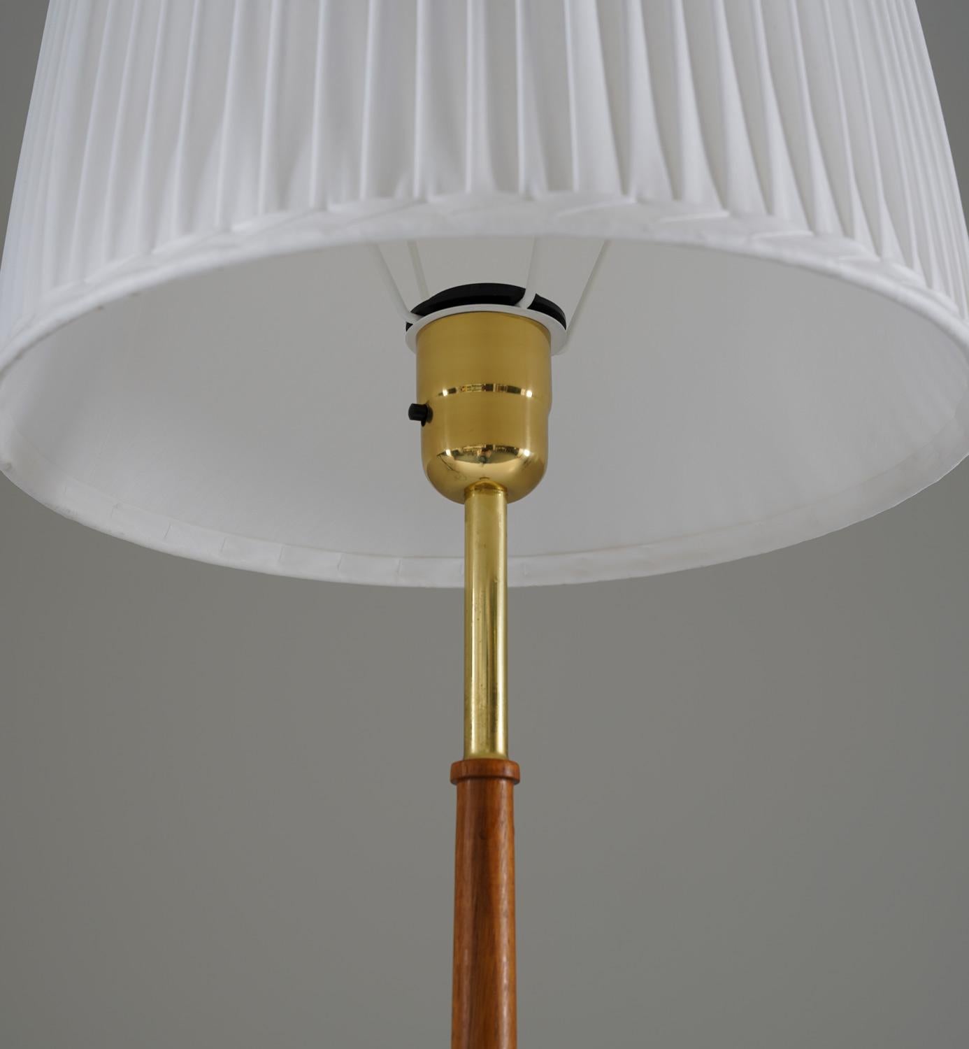 Scandinavian Modern Scandinavian Midcentury Floor Lamps in Brass and Wood For Sale