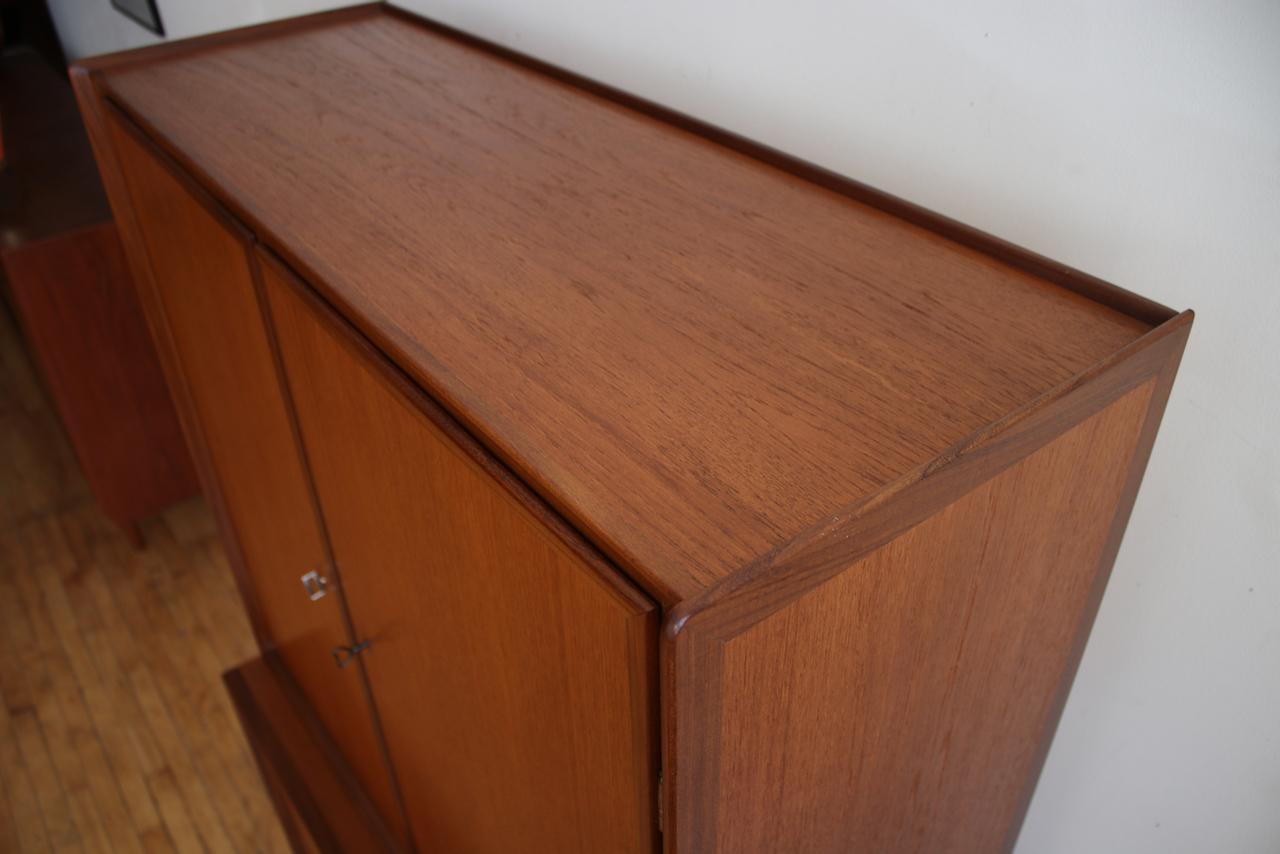 Scandinavian Midcentury Locking Teak Danish Armoire 6