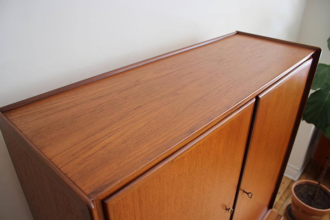 Scandinavian Midcentury Locking Teak Danish Armoire 7