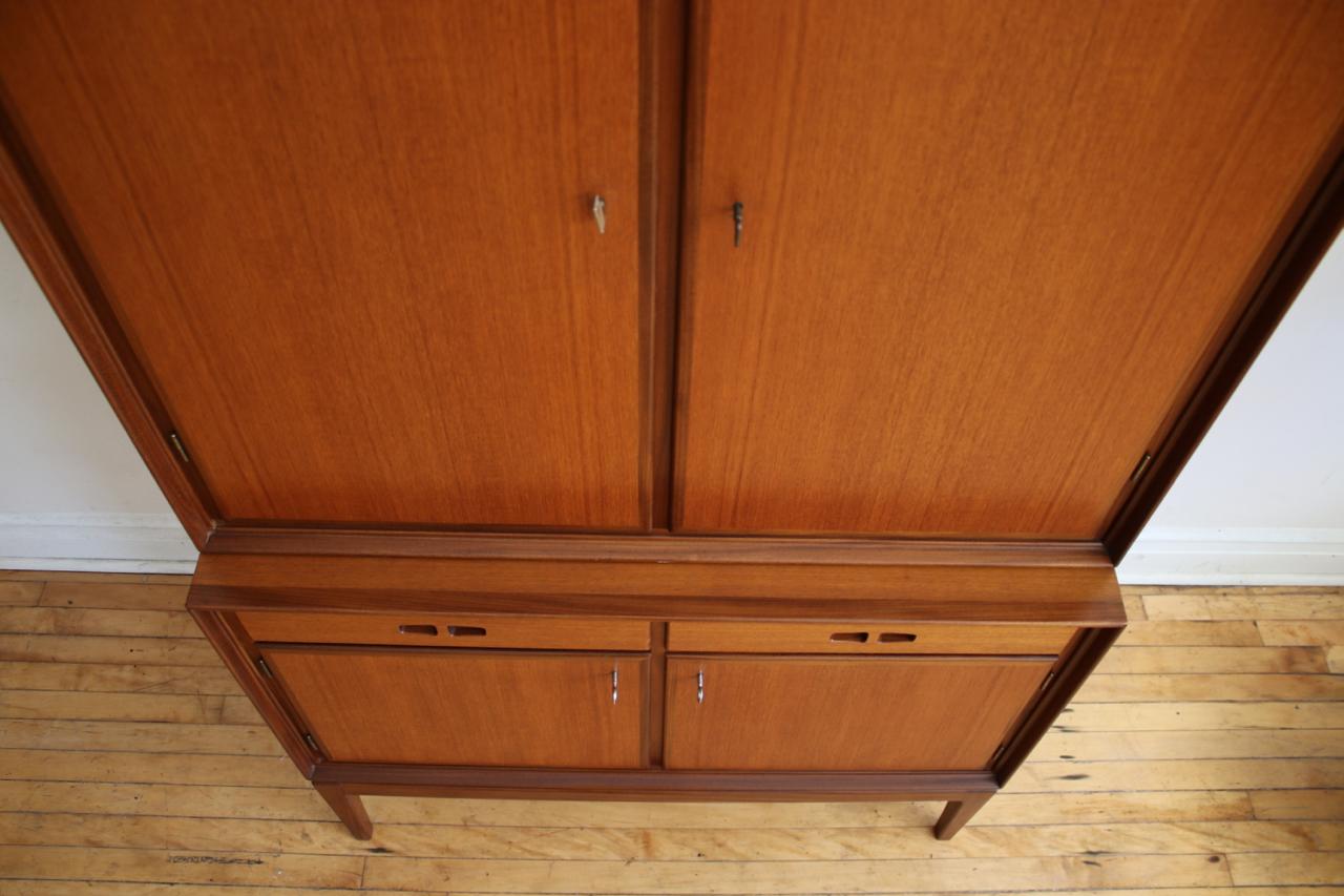 Scandinavian Midcentury Locking Teak Danish Armoire 8