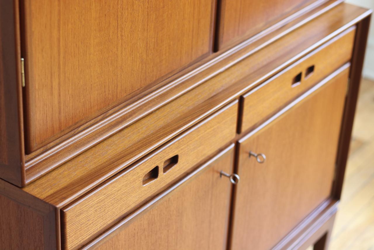 Scandinavian Midcentury Locking Teak Danish Armoire 9