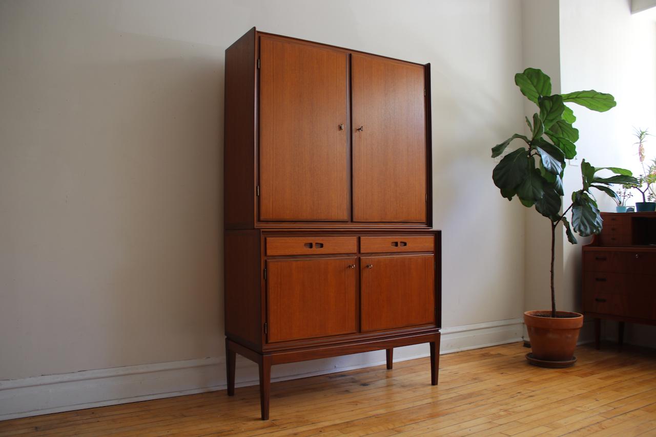 Scandinavian Midcentury Locking Teak Danish Armoire 10