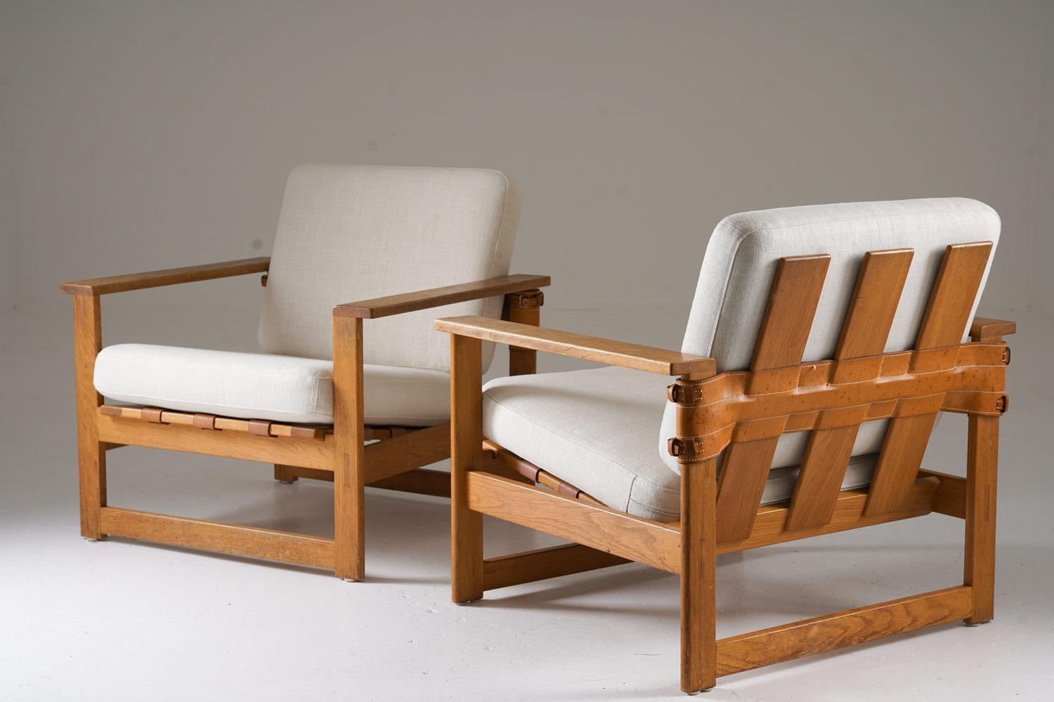 Skandinavische Loungesessel aus Eiche und Leder aus der Mitte des Jahrhunderts von Nils Roth, 1960er Jahre (Skandinavische Moderne) im Angebot