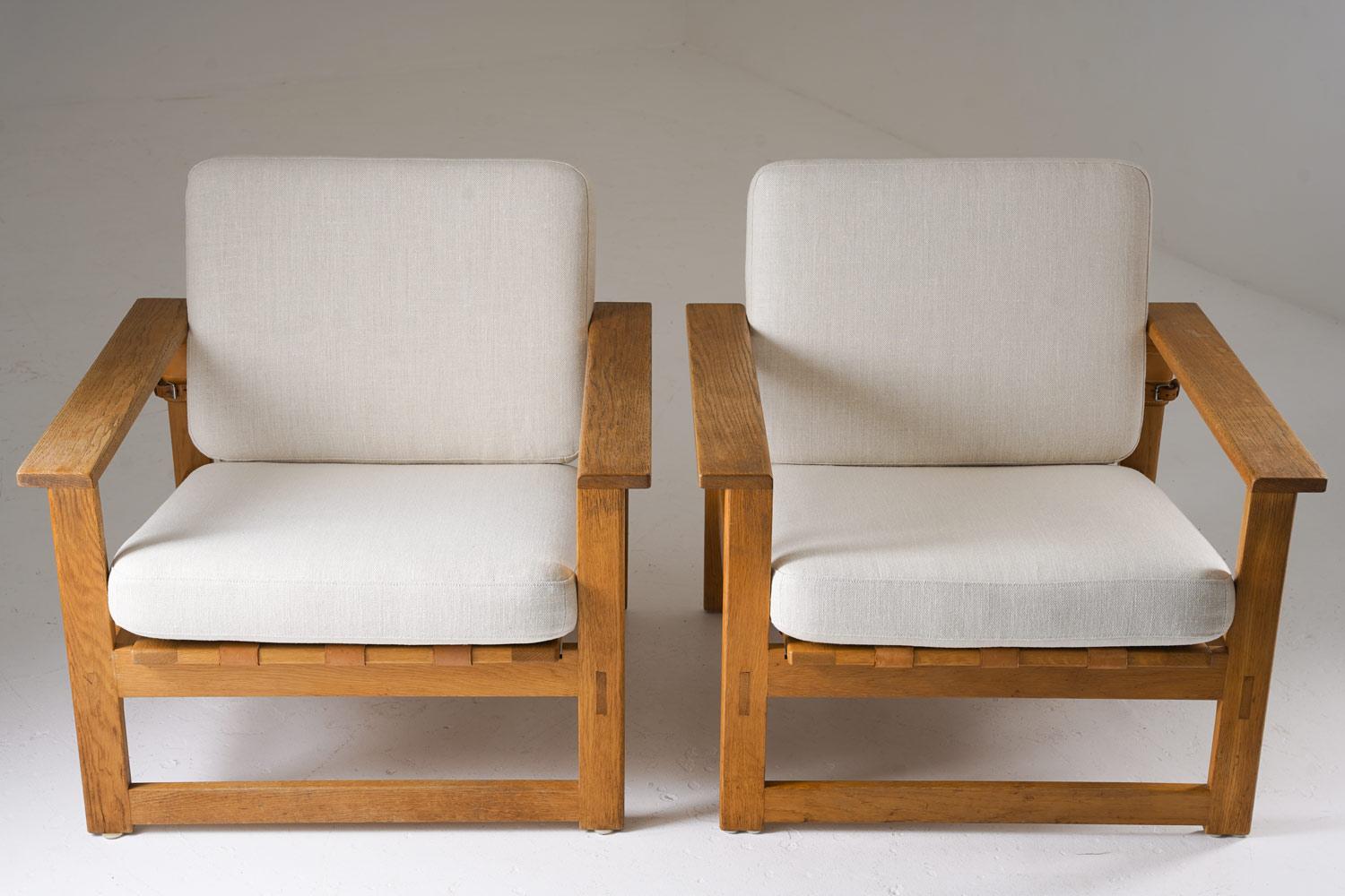 Skandinavische Loungesessel aus Eiche und Leder aus der Mitte des Jahrhunderts von Nils Roth, 1960er Jahre (Schwedisch) im Angebot