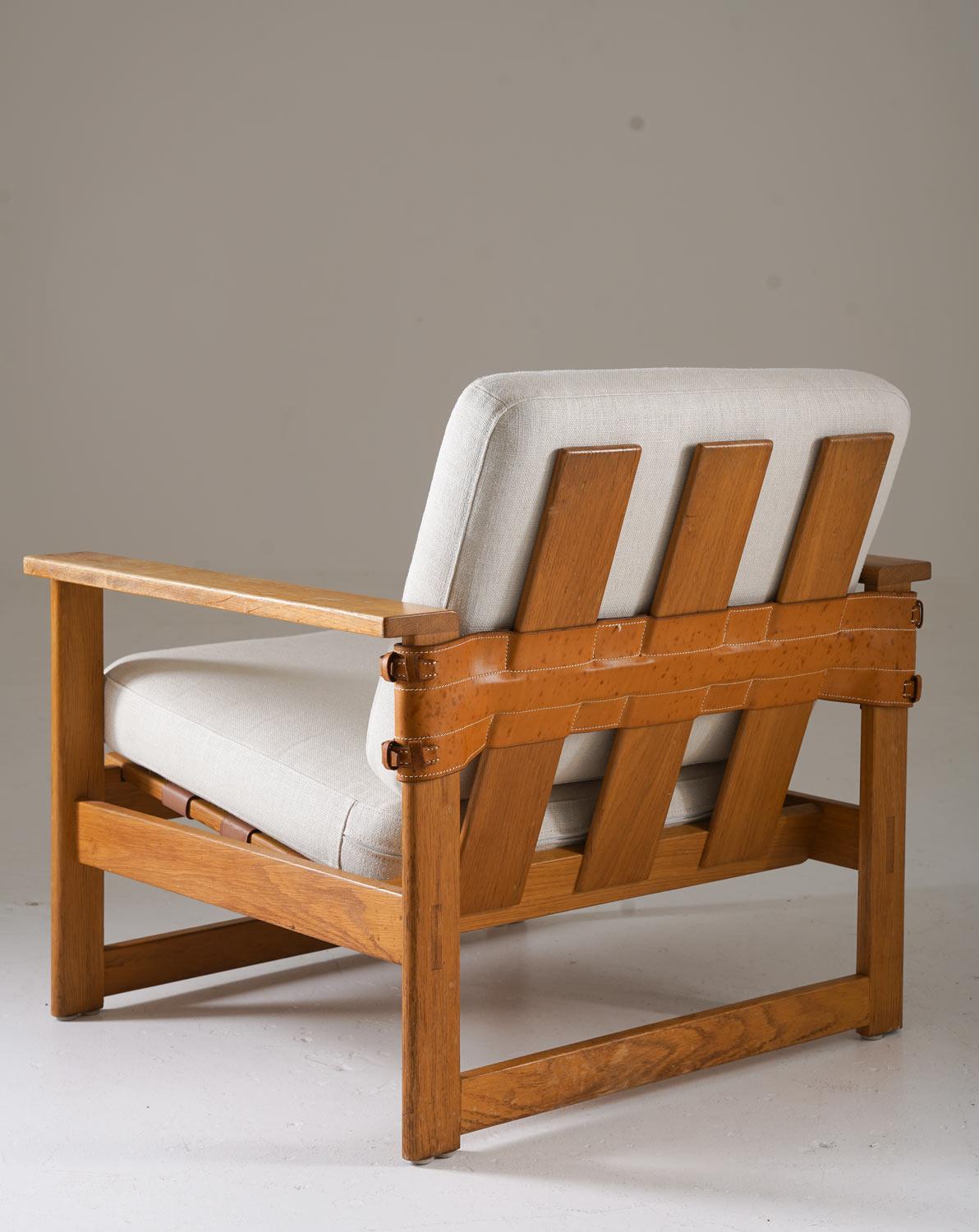 Skandinavische Loungesessel aus Eiche und Leder aus der Mitte des Jahrhunderts von Nils Roth, 1960er Jahre im Angebot 1