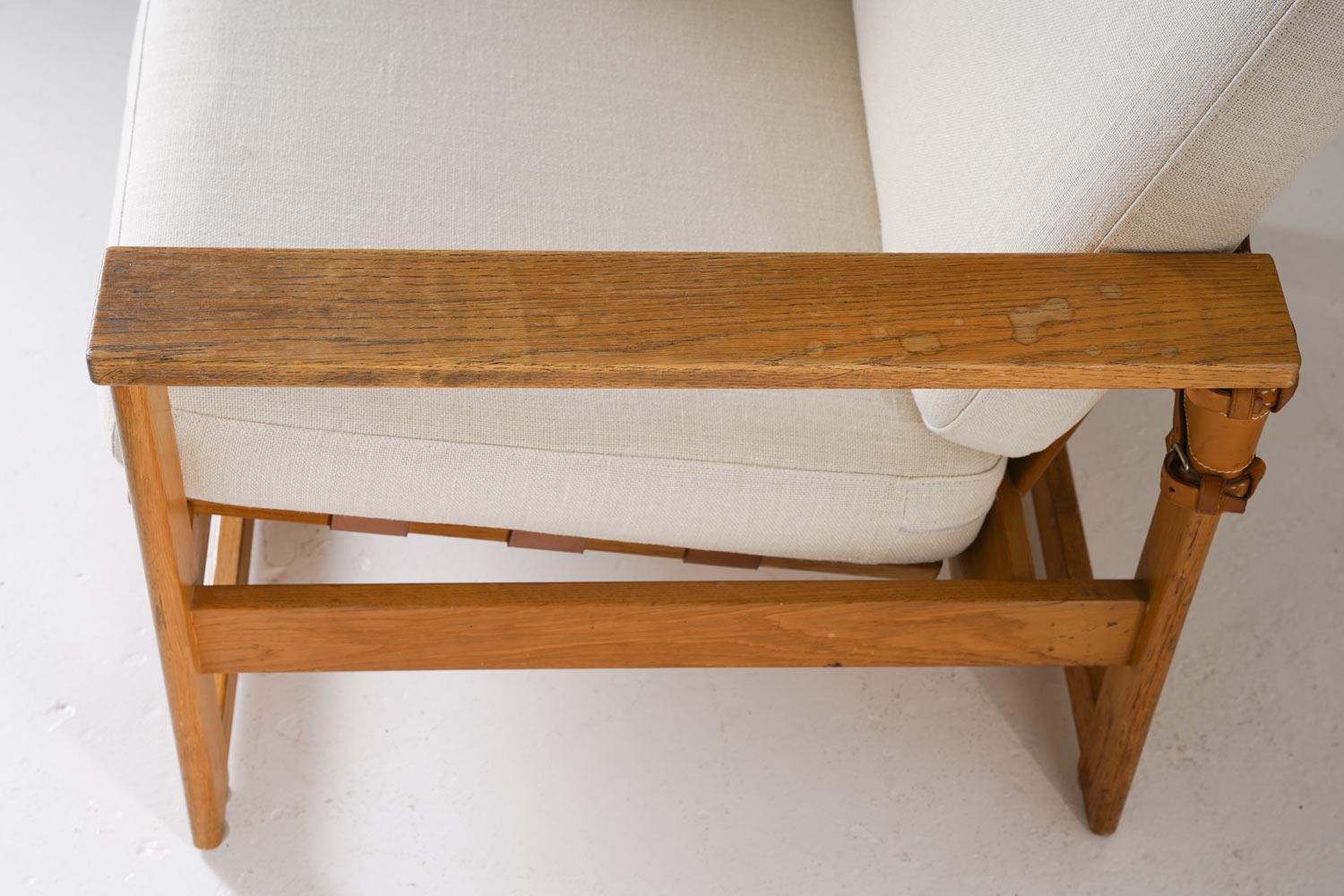 Skandinavische Loungesessel aus Eiche und Leder aus der Mitte des Jahrhunderts von Nils Roth, 1960er Jahre im Angebot 3