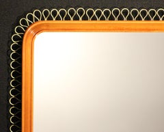 Scandinavian Midcentury Mahogany and Brass Design Mirrors with Rounded Corners