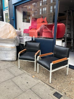 Scandinavian Midcentury Modern Armchairs Teak Iron Frame 1960s Gijs van der Slui