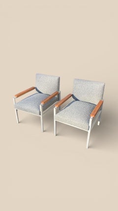 Scandinavian Midcentury Modern Armchairs Teak Iron Frame 1960s New Upholstery