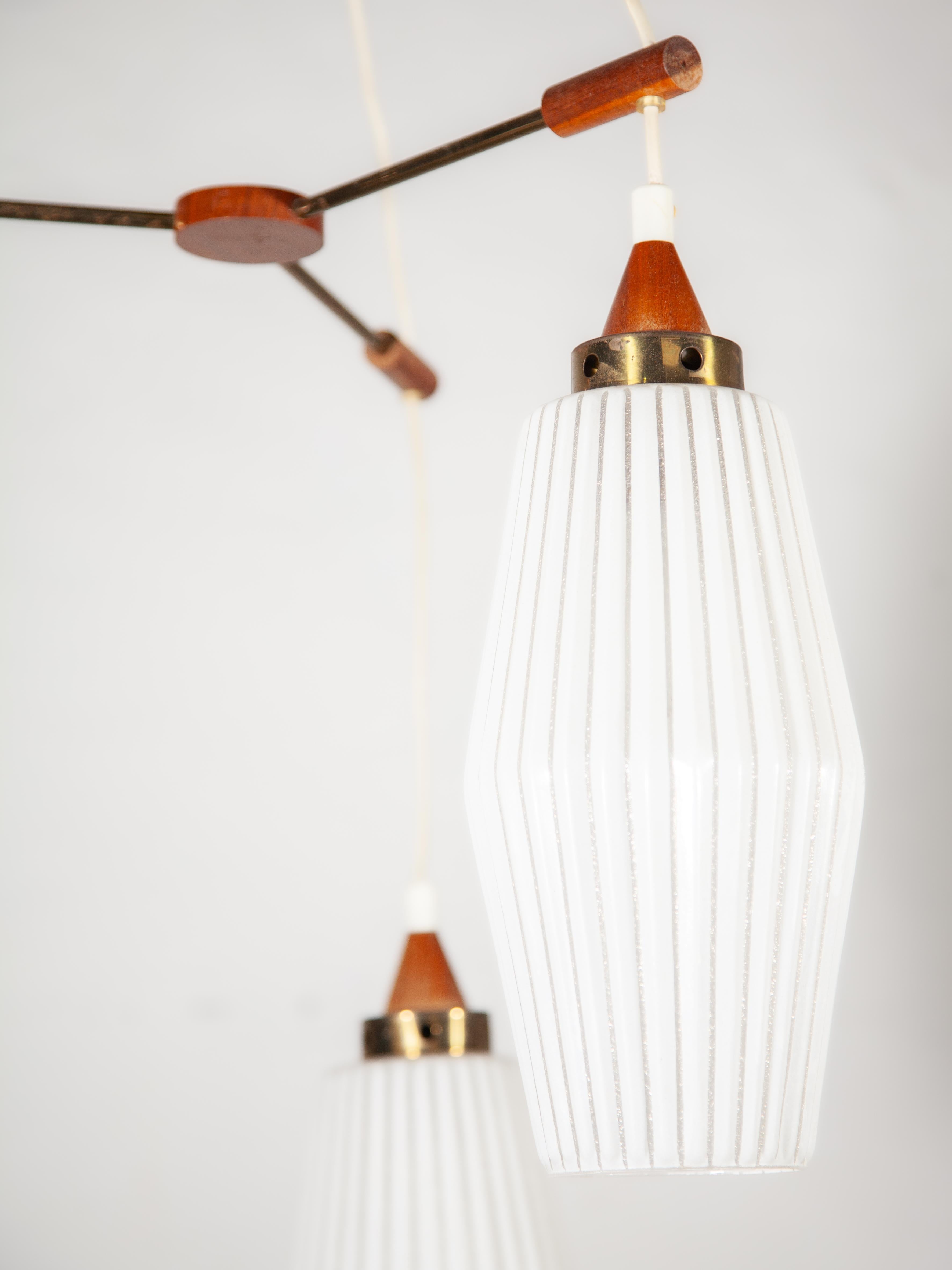 Scandinavian Midcentury Modern Cascade Lamp with Teak Accents, 1950s For Sale 2