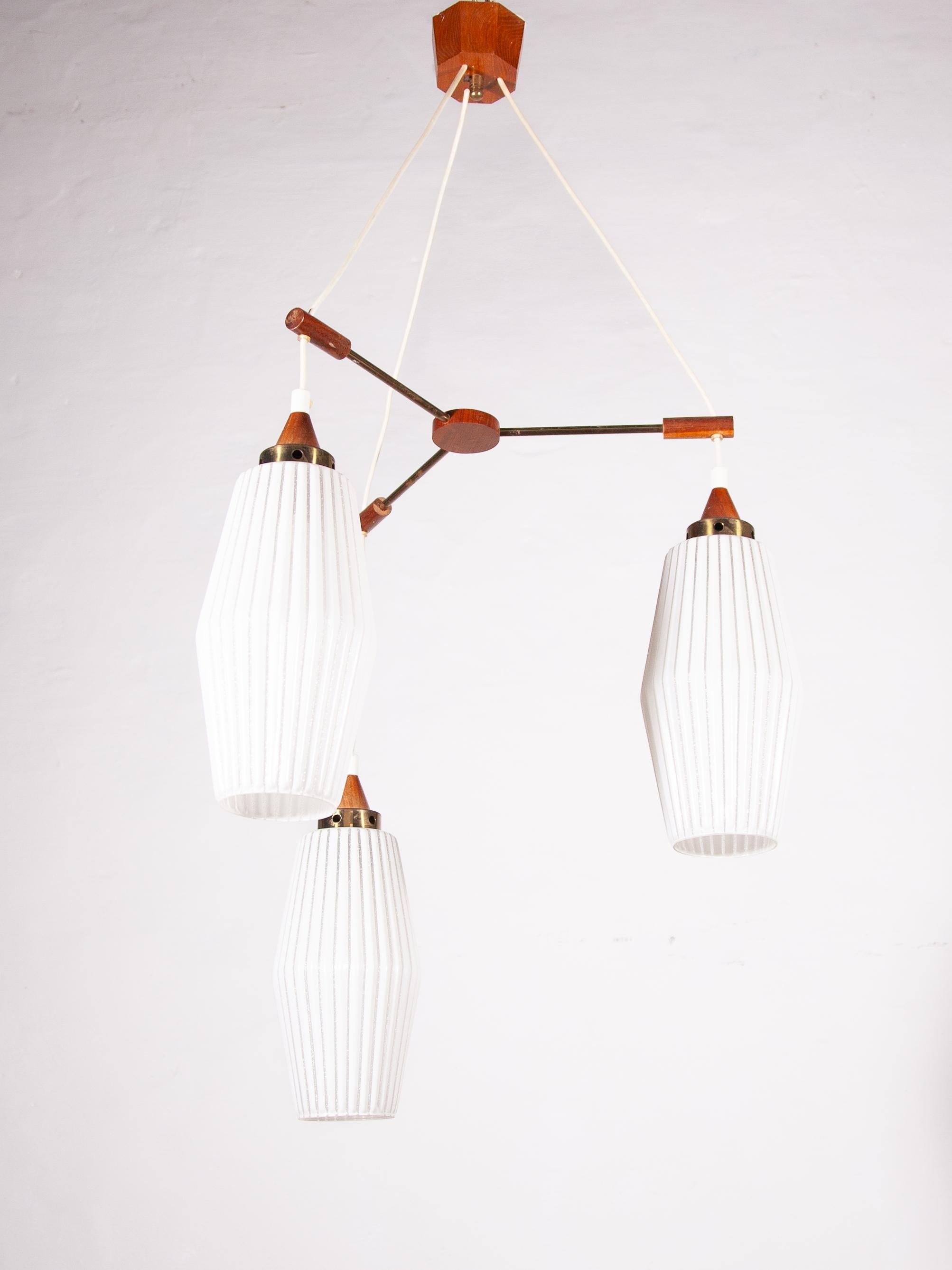 Scandinavian Modern Scandinavian Midcentury Modern Cascade Lamp with Teak Accents, 1950s For Sale