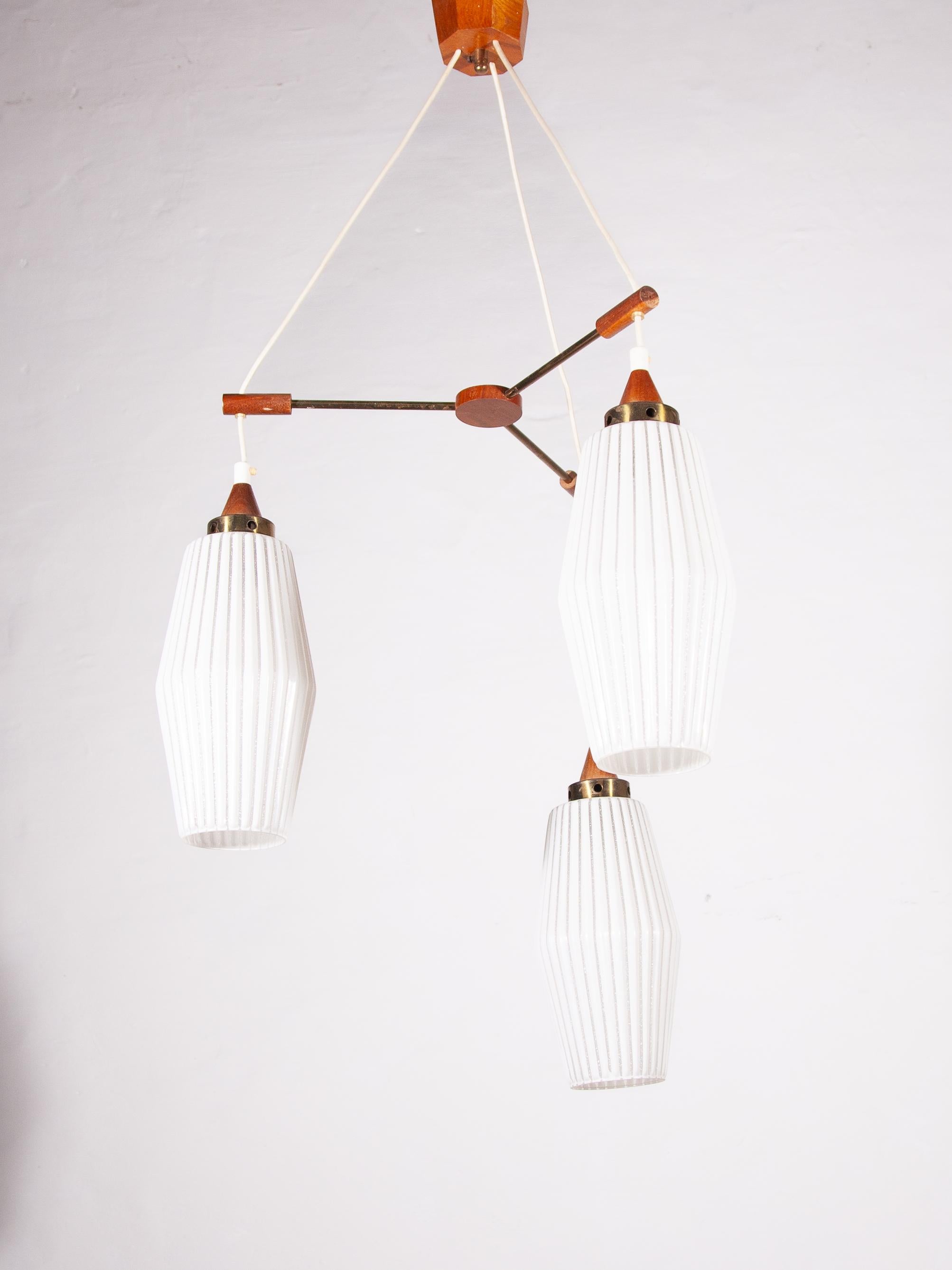 Hand-Crafted Scandinavian Midcentury Modern Cascade Lamp with Teak Accents, 1950s For Sale