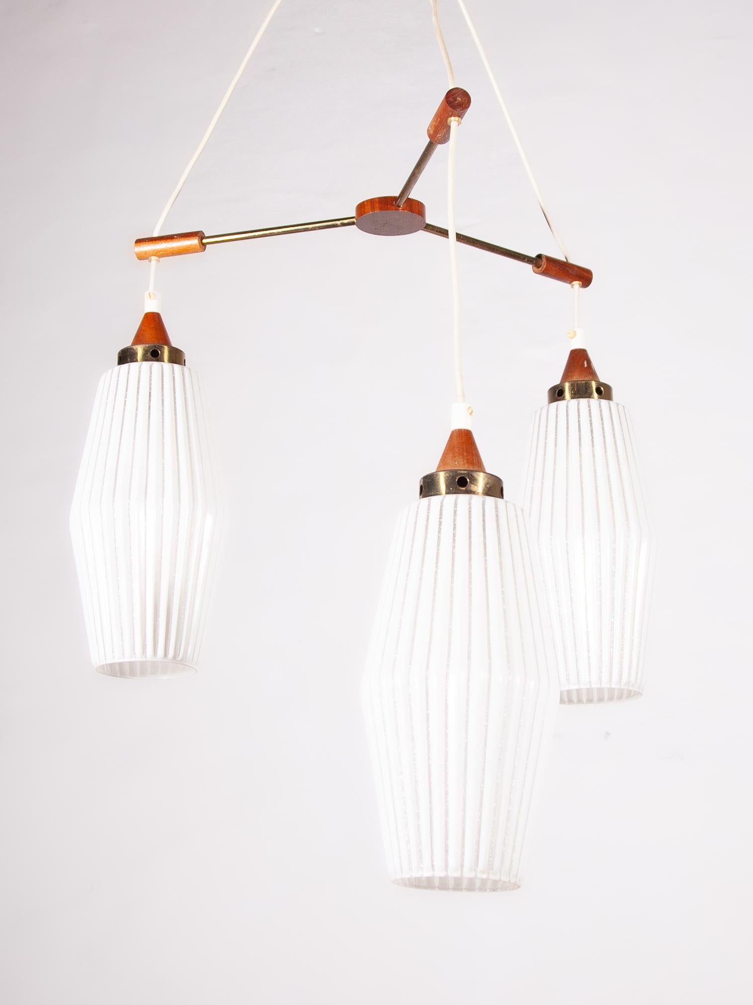 Mid-20th Century Scandinavian Midcentury Modern Cascade Lamp with Teak Accents, 1950s For Sale