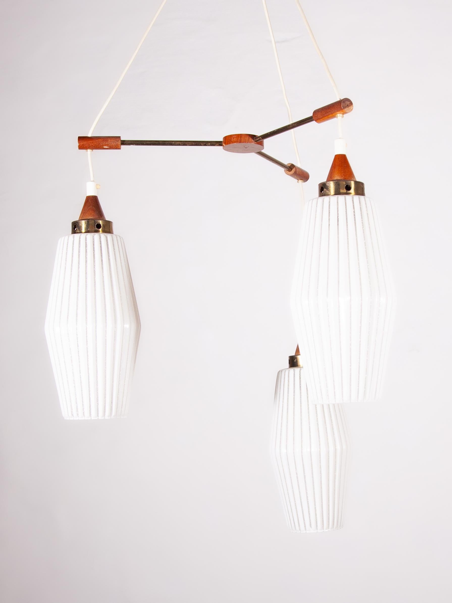 Scandinavian Midcentury Modern Cascade Lamp with Teak Accents, 1950s For Sale 1