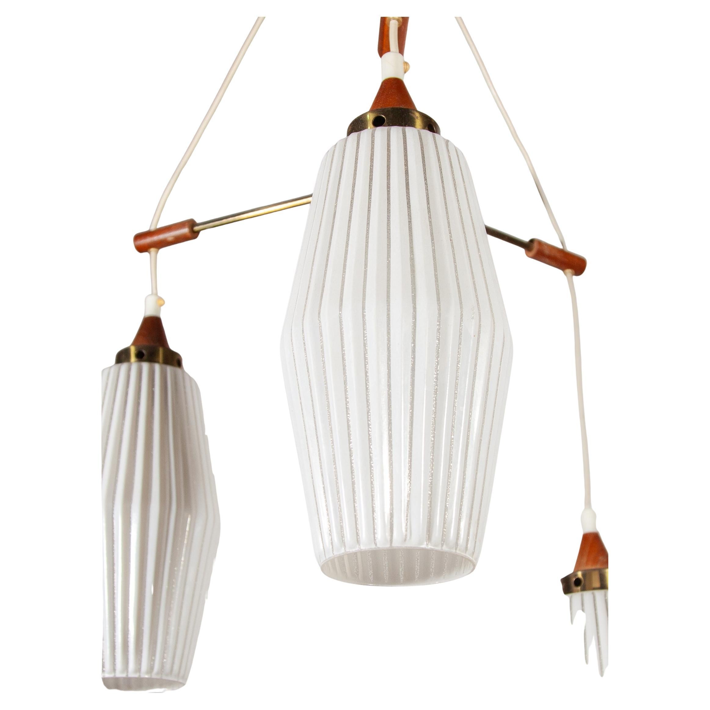 Scandinavian Midcentury Modern Cascade Lamp with Teak Accents, 1950s For Sale