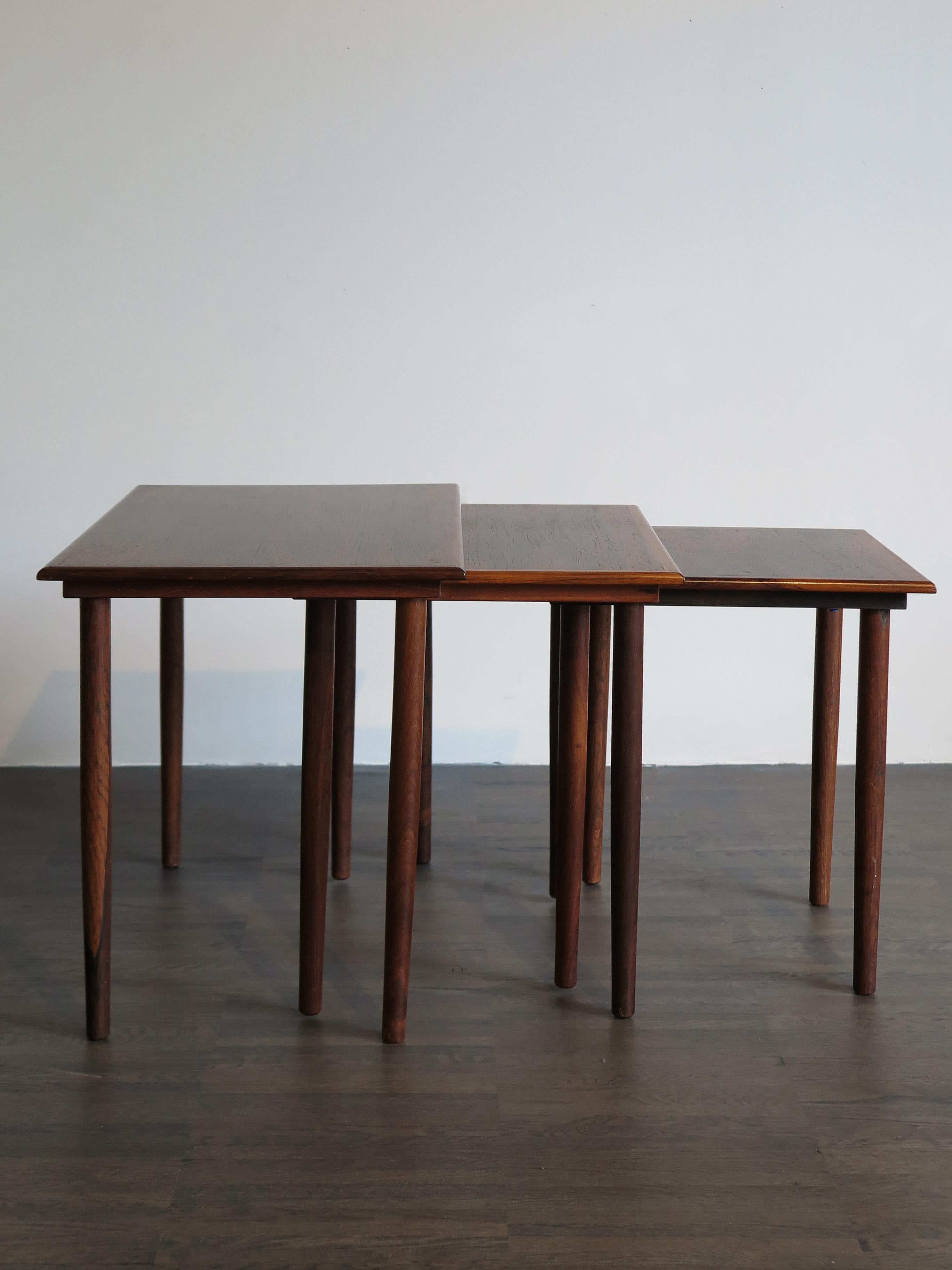 Scandinavian Modern Scandinavian Midcentury Modern Dark Wood Nesting Tables, 1950s