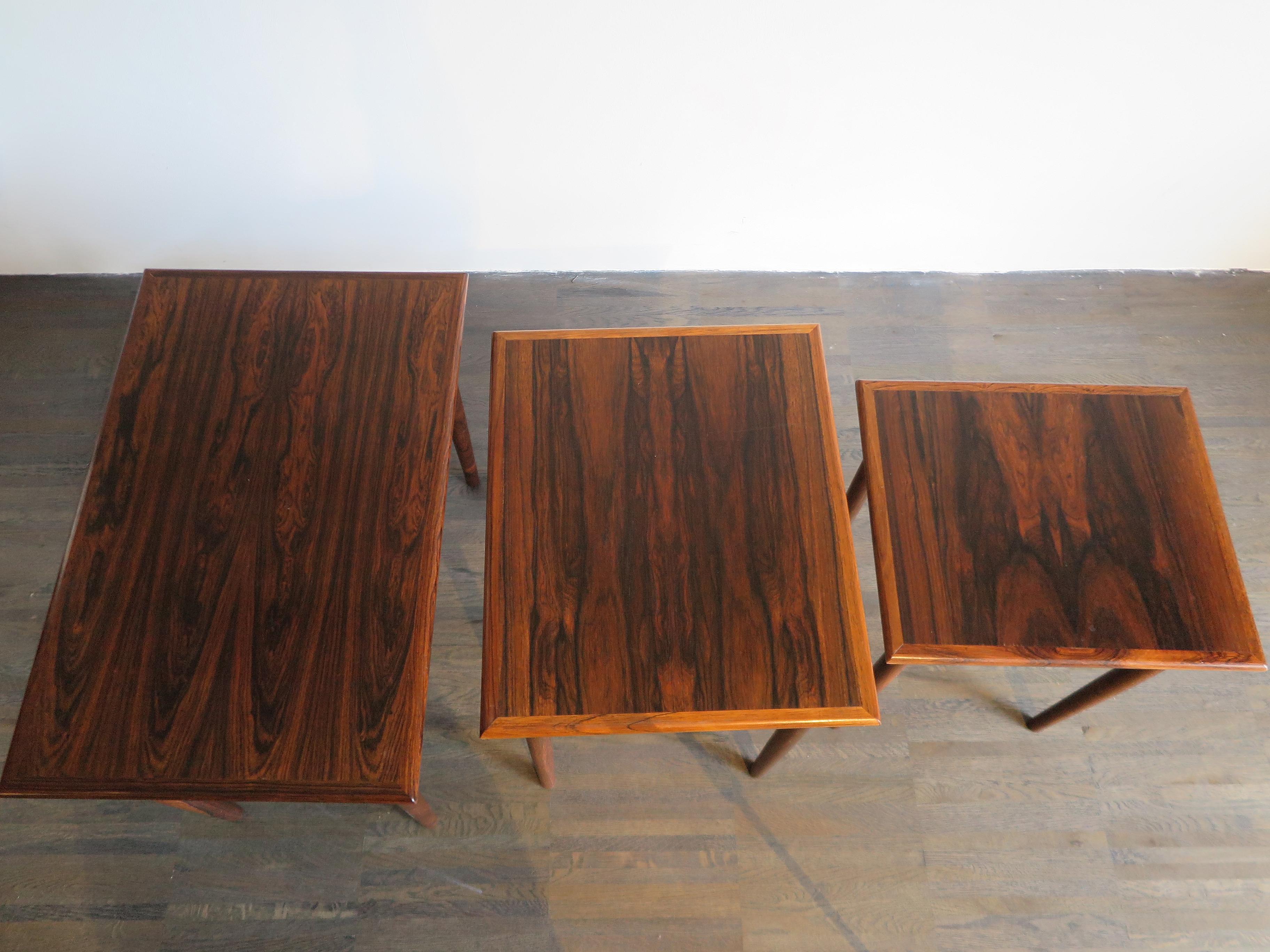 Danish Scandinavian Midcentury Modern Dark Wood Nesting Tables, 1950s
