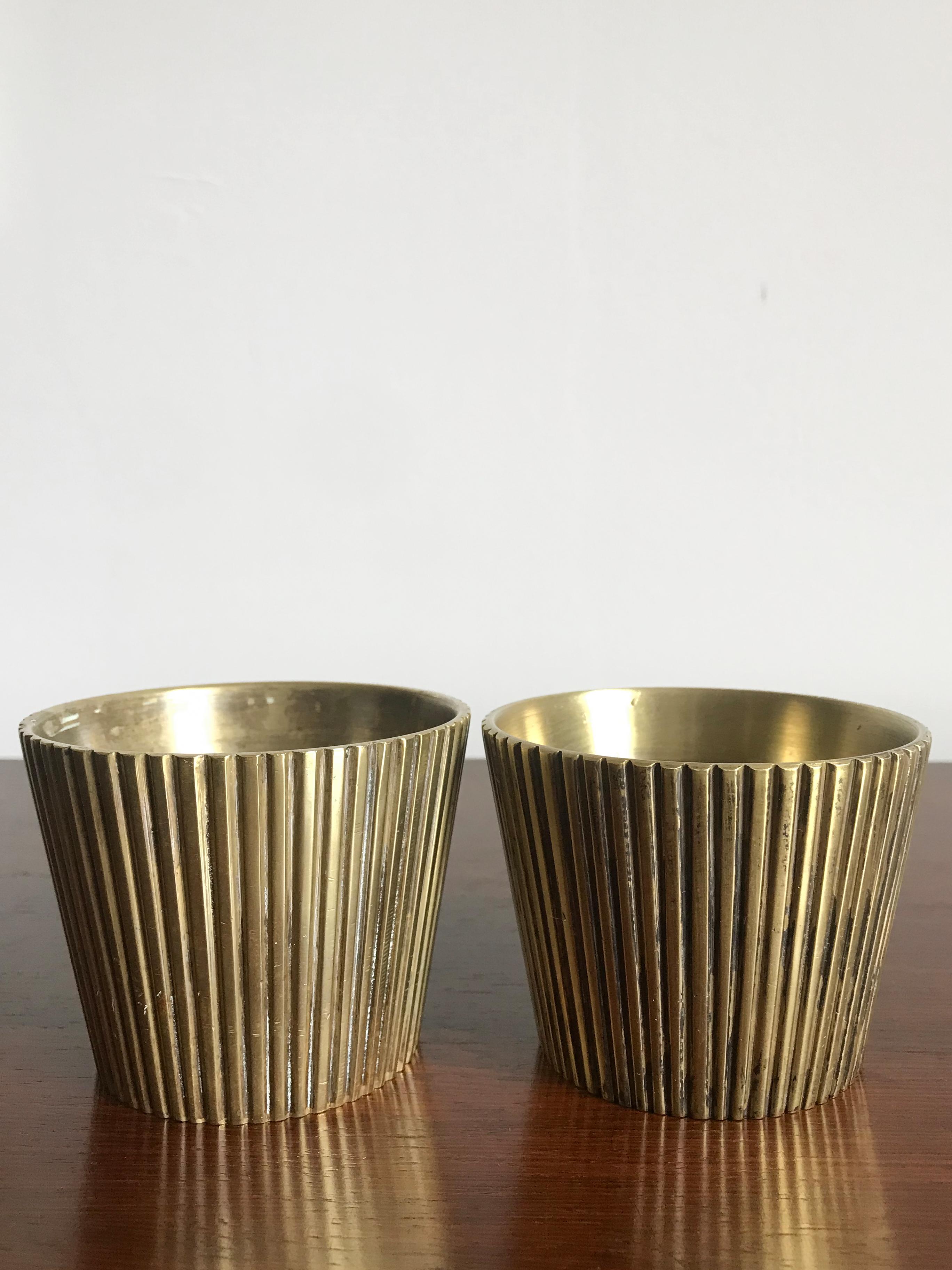 Mid-Century Modern Scandinavian Midcentury Modern Design Brass Vases 1950s