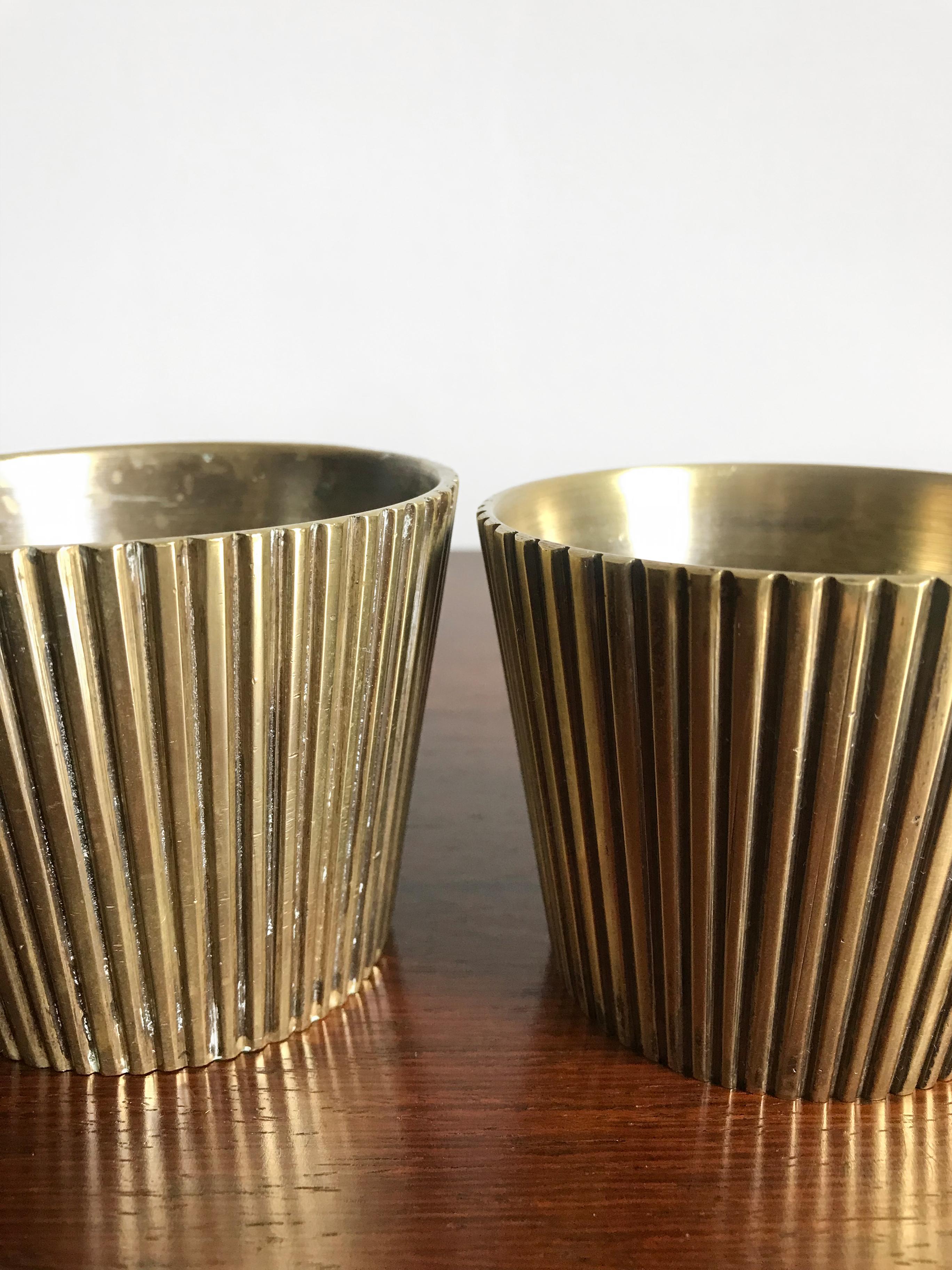 Danish Scandinavian Midcentury Modern Design Brass Vases 1950s