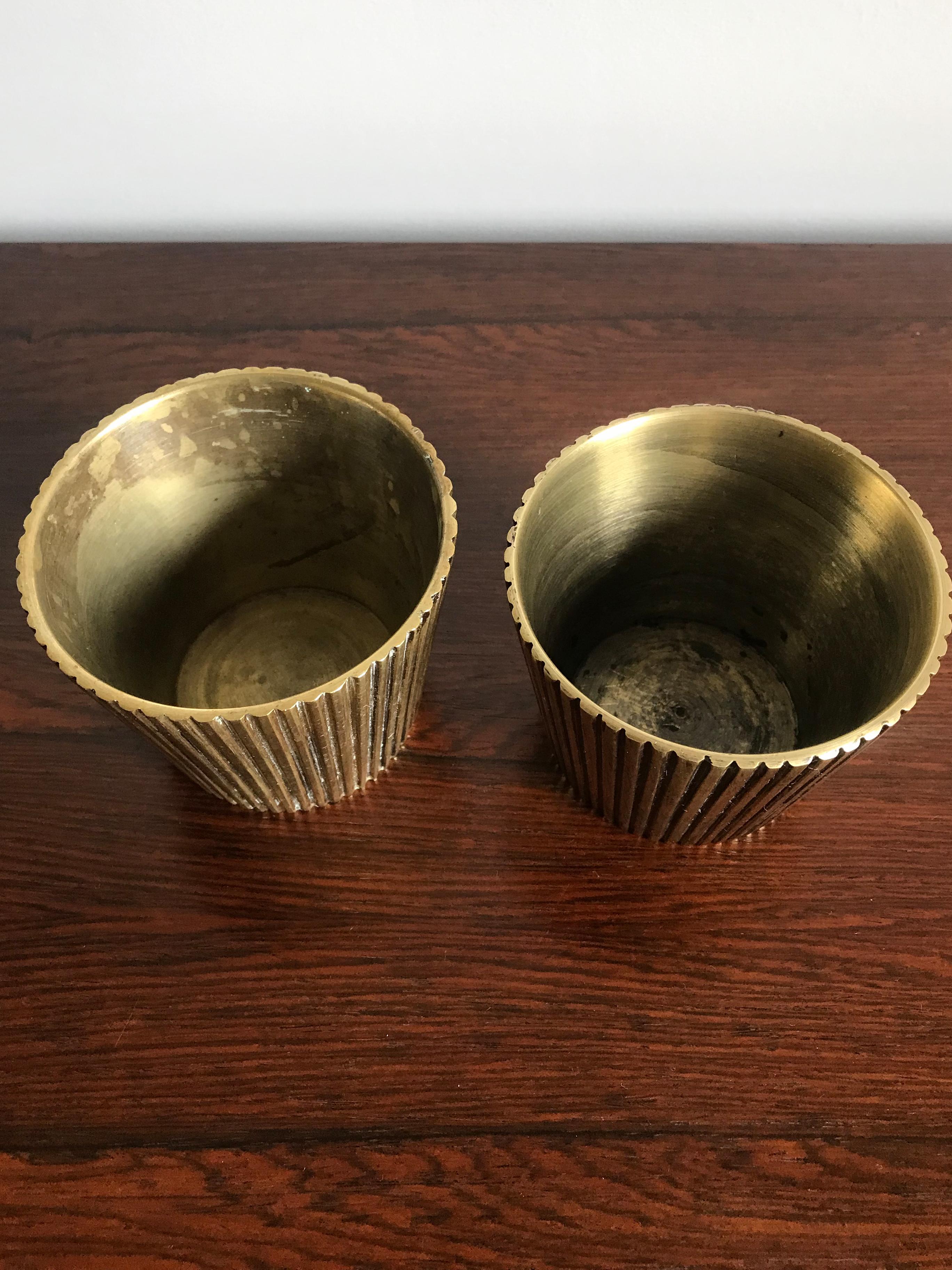 Scandinavian Midcentury Modern Design Brass Vases 1950s In Good Condition In Reggio Emilia, IT