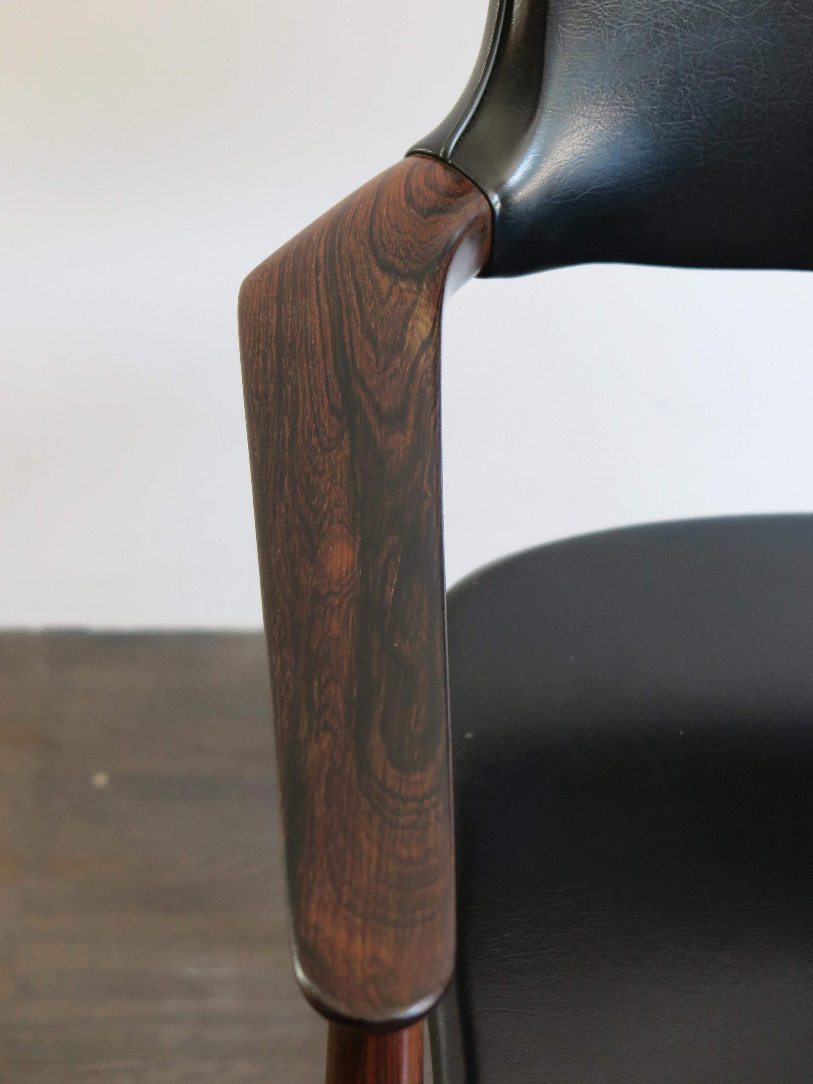 Scandinavian Mid-Century Modern Design Dark Wood Armchair, Denmark 1960s 4