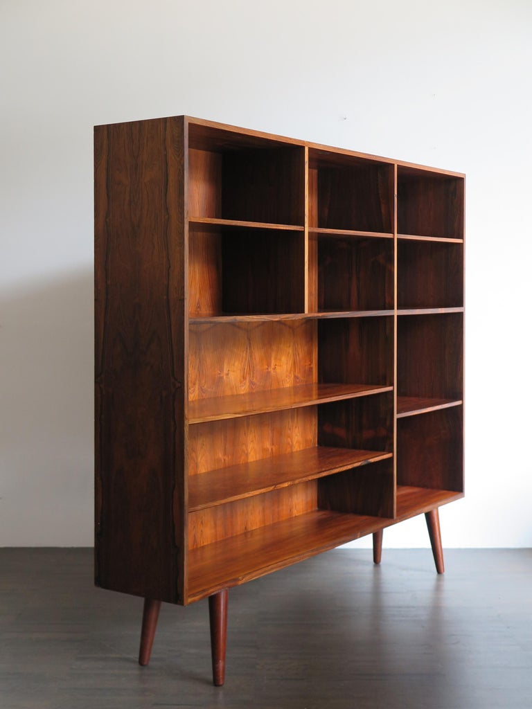 Scandinavian Mid-Century Modern Design Dark Wood Bookcase, 1960s at 1stDibs