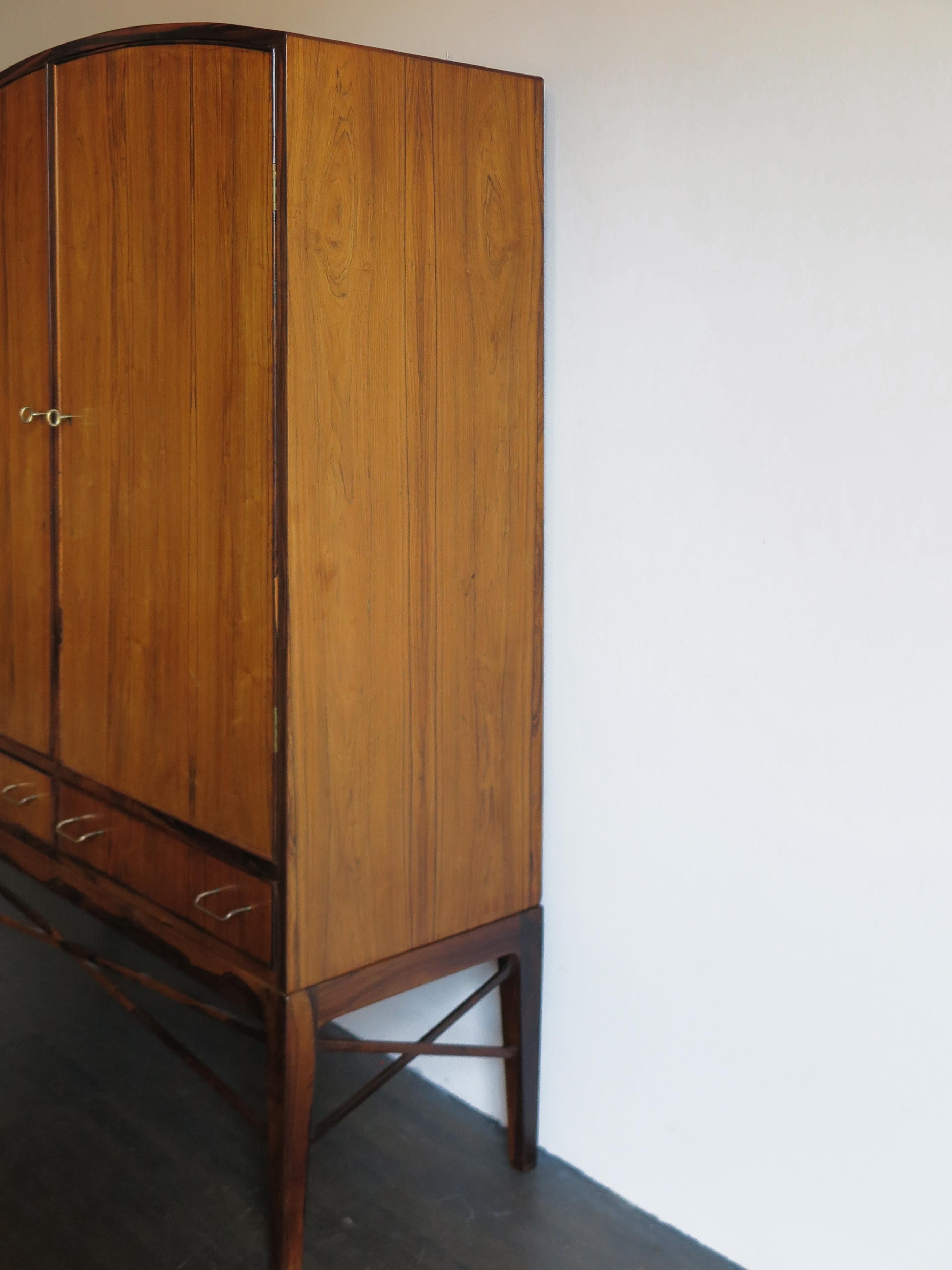 Veneer Scandinavian Midcentury Modern Design Dark Wood Cabinet, 1960s For Sale