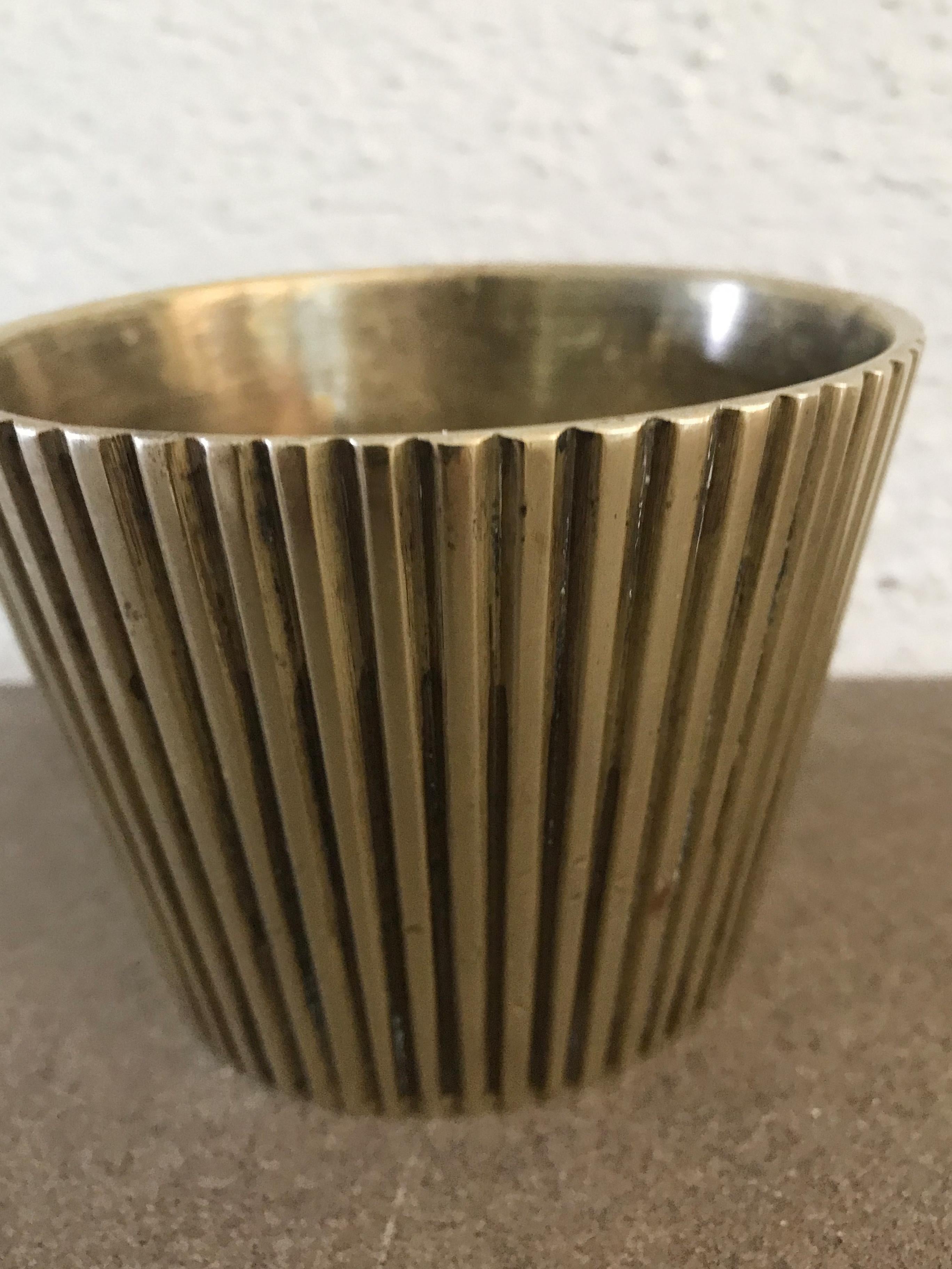 Mid-Century Modern Scandinavian Midcentury Modern Design Solid Brass Vase 1950s For Sale