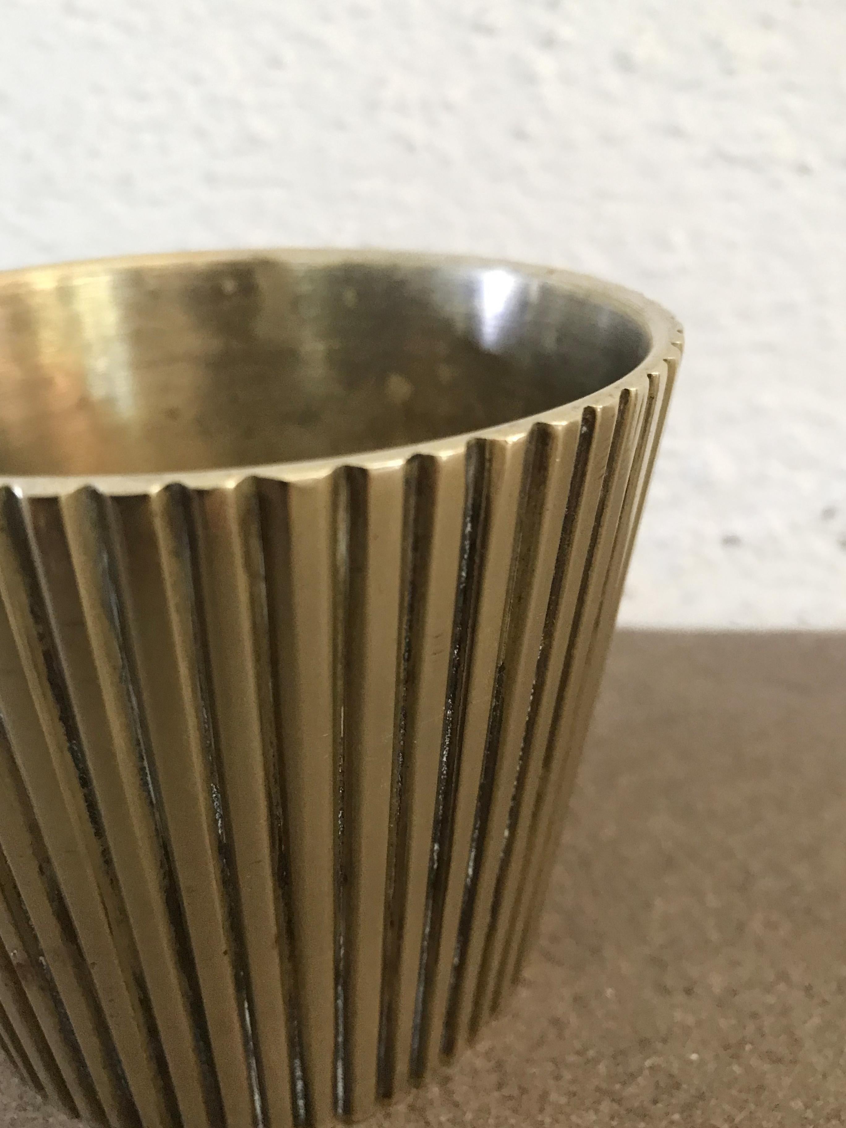 Danish Scandinavian Midcentury Modern Design Solid Brass Vase 1950s For Sale