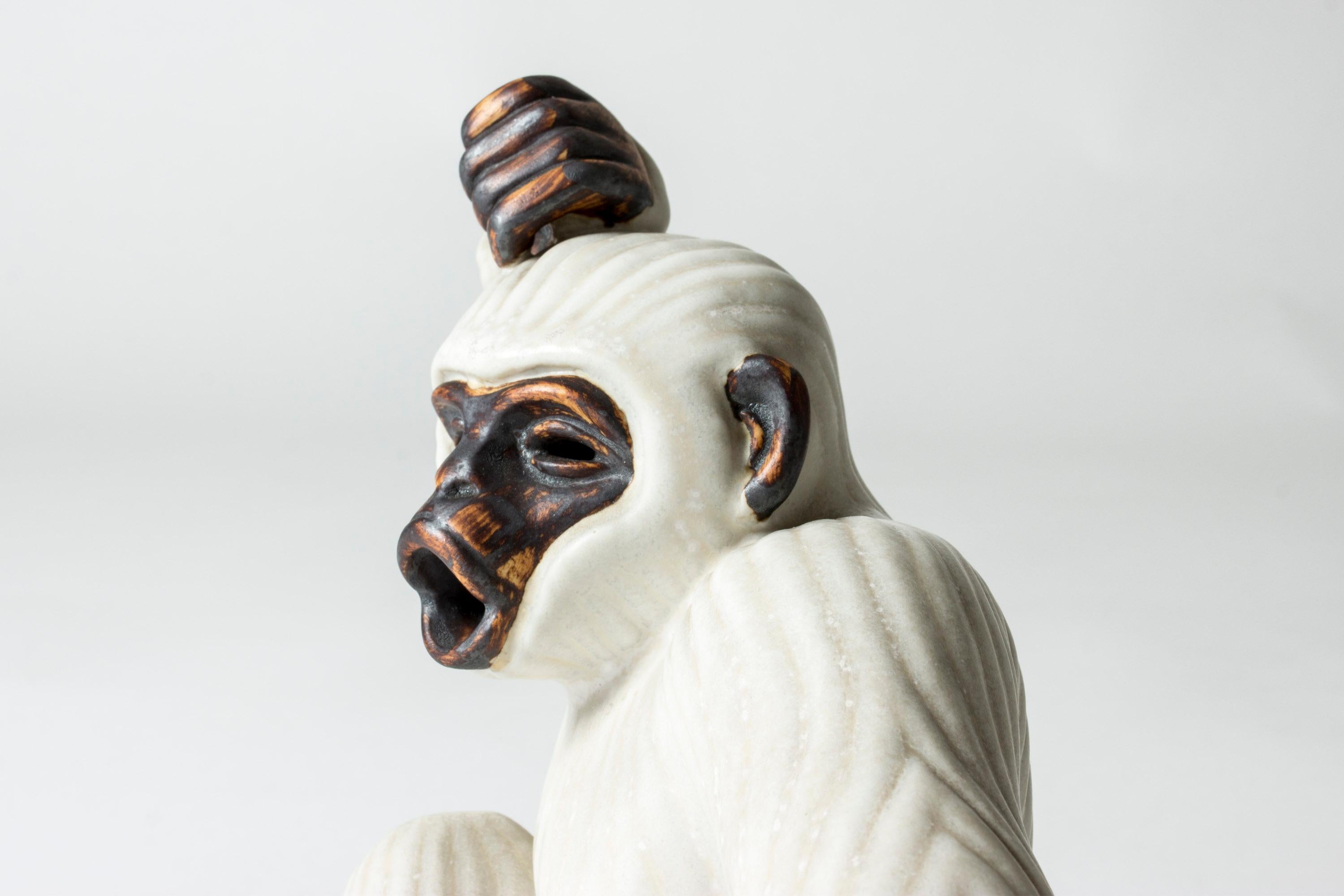 Swedish Scandinavian Midcentury Monkey Figurine by Gunnar Nylund for Rörstrand, Sweden