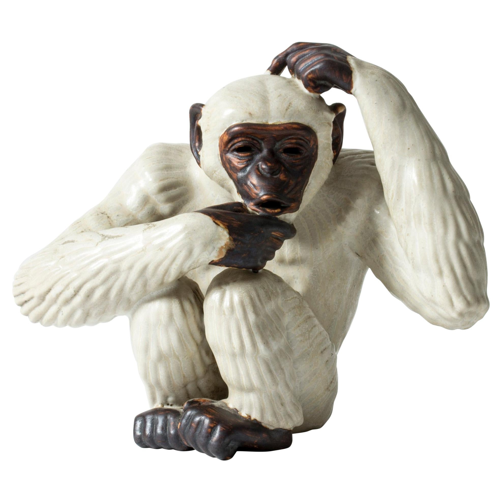 Scandinavian Midcentury Monkey Figurine by Gunnar Nylund for Rörstrand, Sweden