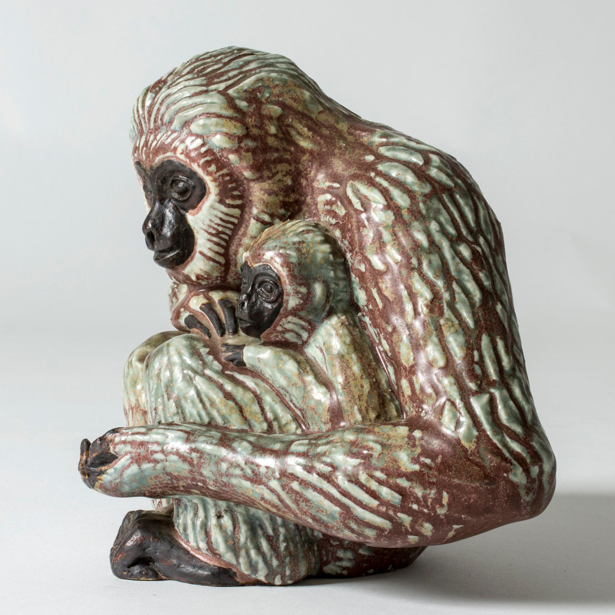 Scandinavian Modern Scandinavian Midcentury Monkeys Figurine by Gunnar Nylund for Rörstrand, Sweden