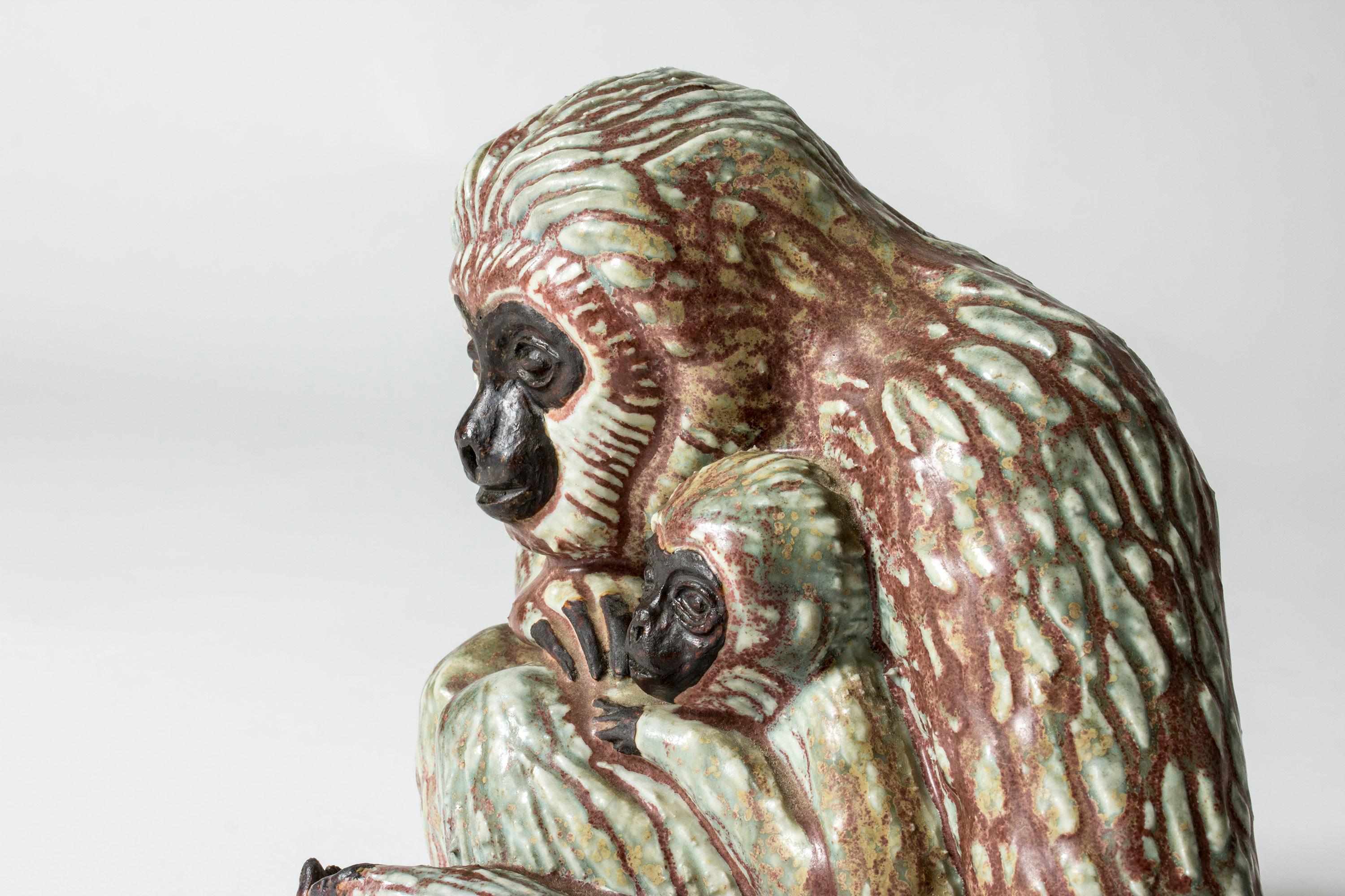Mid-20th Century Scandinavian Midcentury Monkeys Figurine by Gunnar Nylund for Rörstrand, Sweden