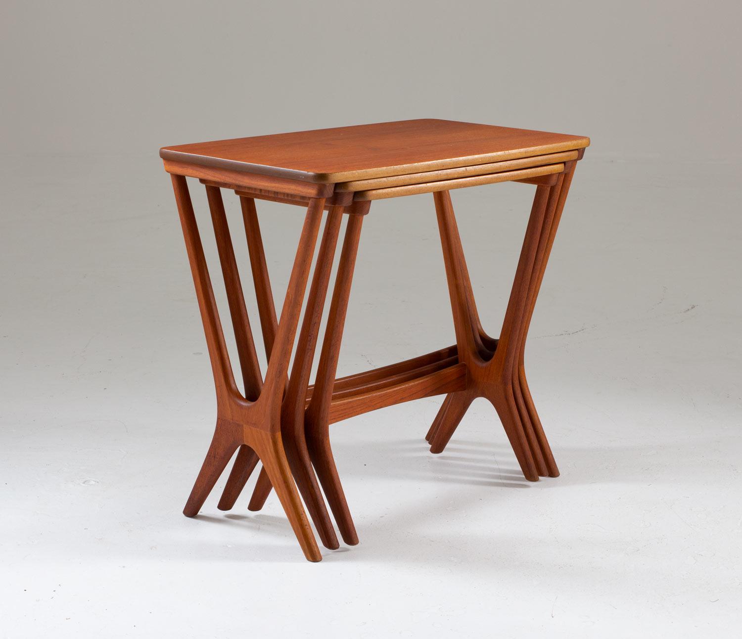Beautiful nesting tables in teak by Erling Torvits for HM, 1950s.
These tables are made with a high sense of quality design. 

Condition: Very good restored condition
  