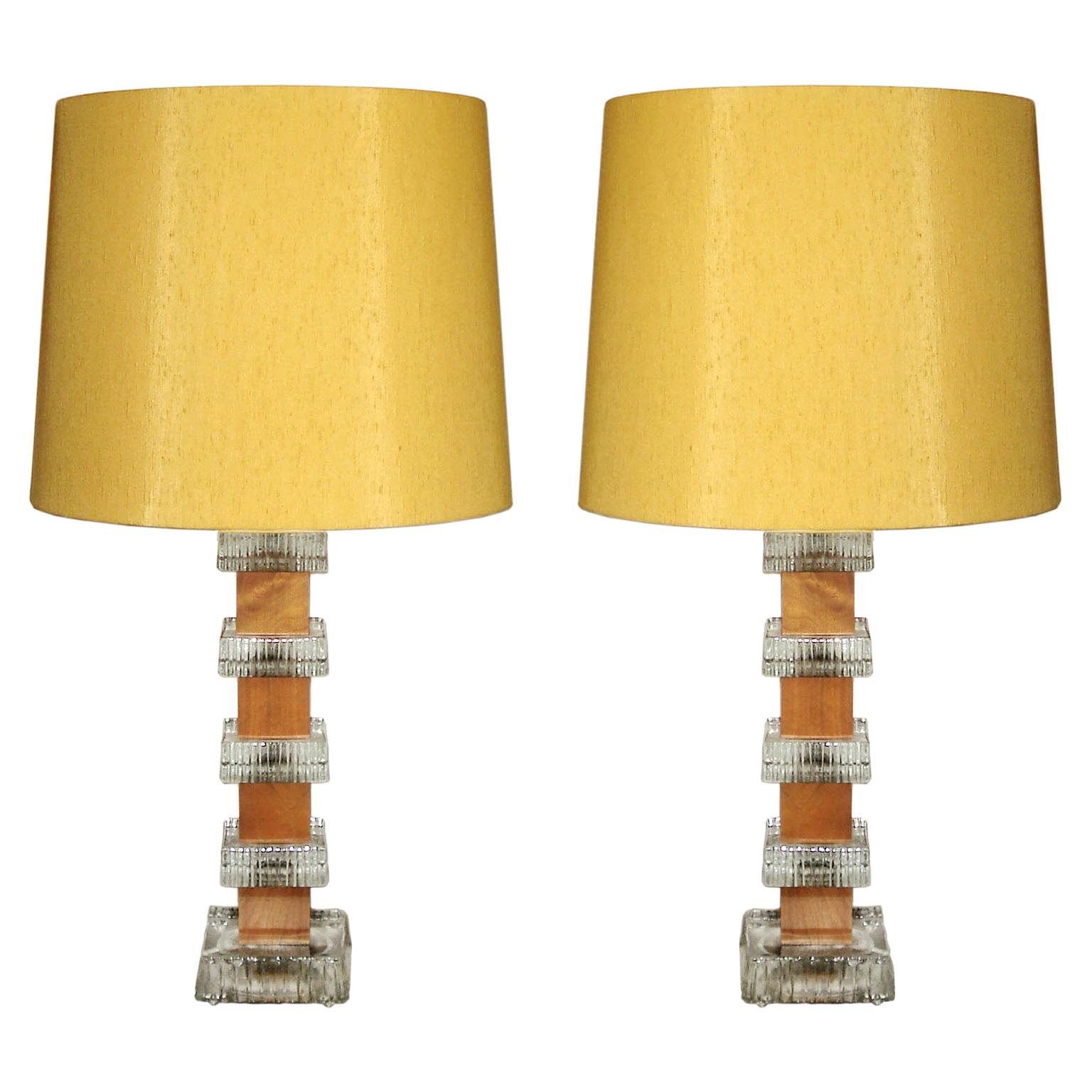 Vintage Crystal Table Lamps by Carl Fagerlund for Orrefors, 1970s For