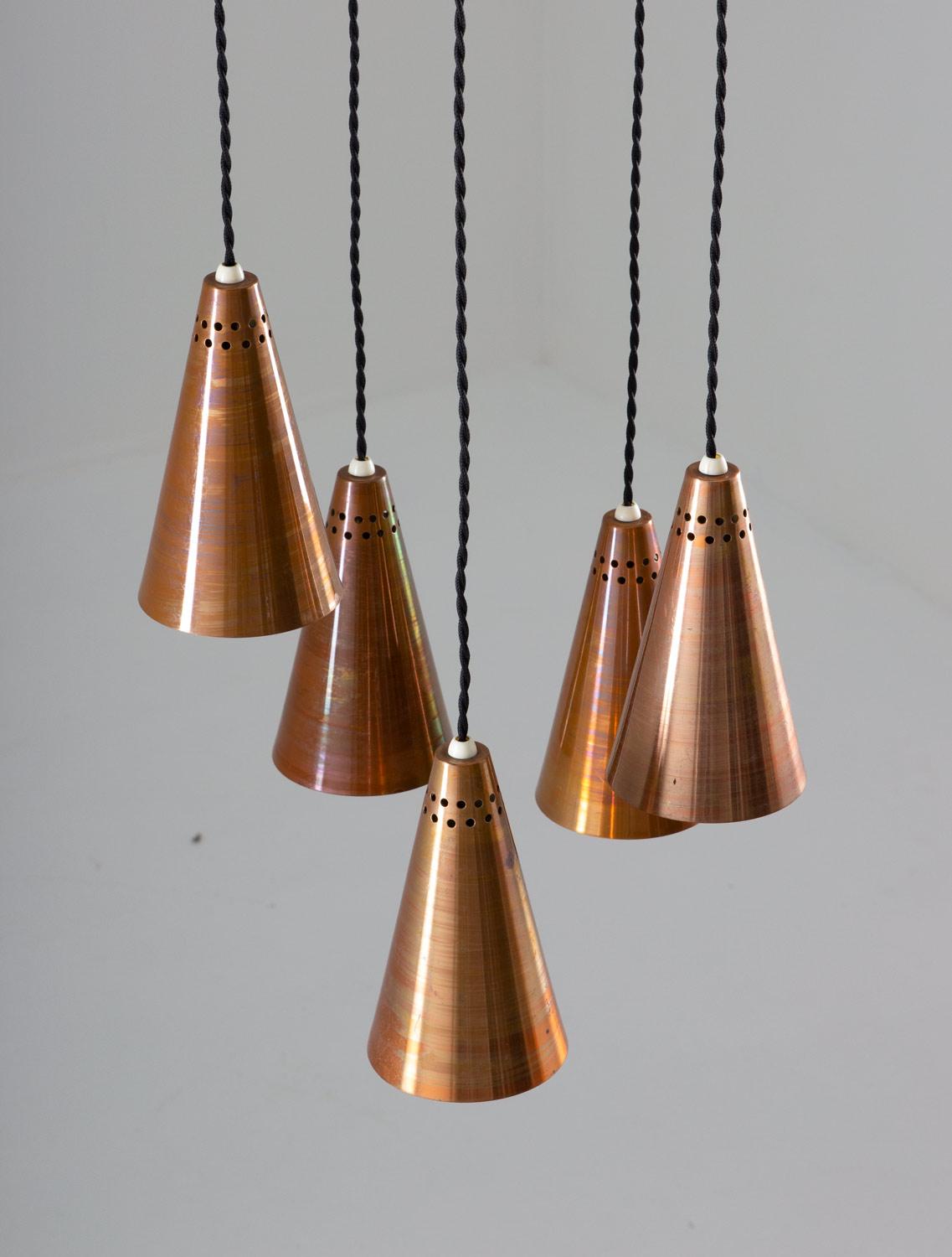 Swedish Scandinavian Midcentury Pendant in Copper by Hans-Agne Jakobsson For Sale