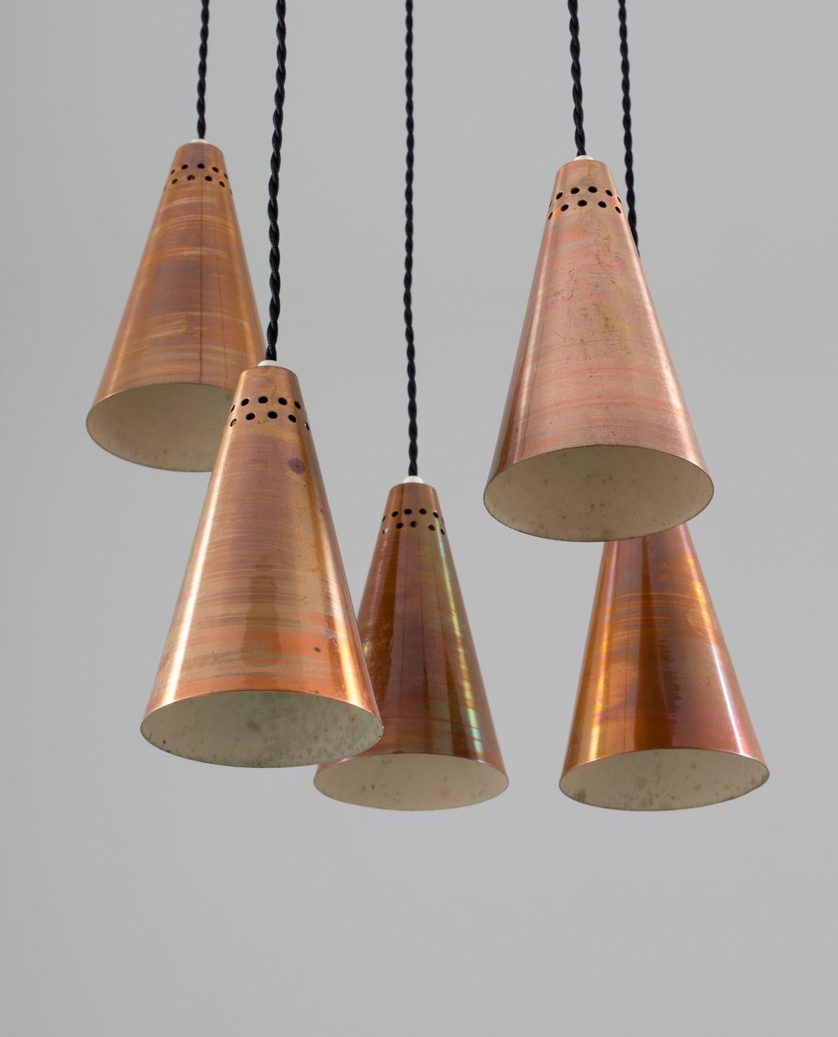 Scandinavian Midcentury Pendant in Copper by Hans-Agne Jakobsson In Good Condition For Sale In Karlstad, SE