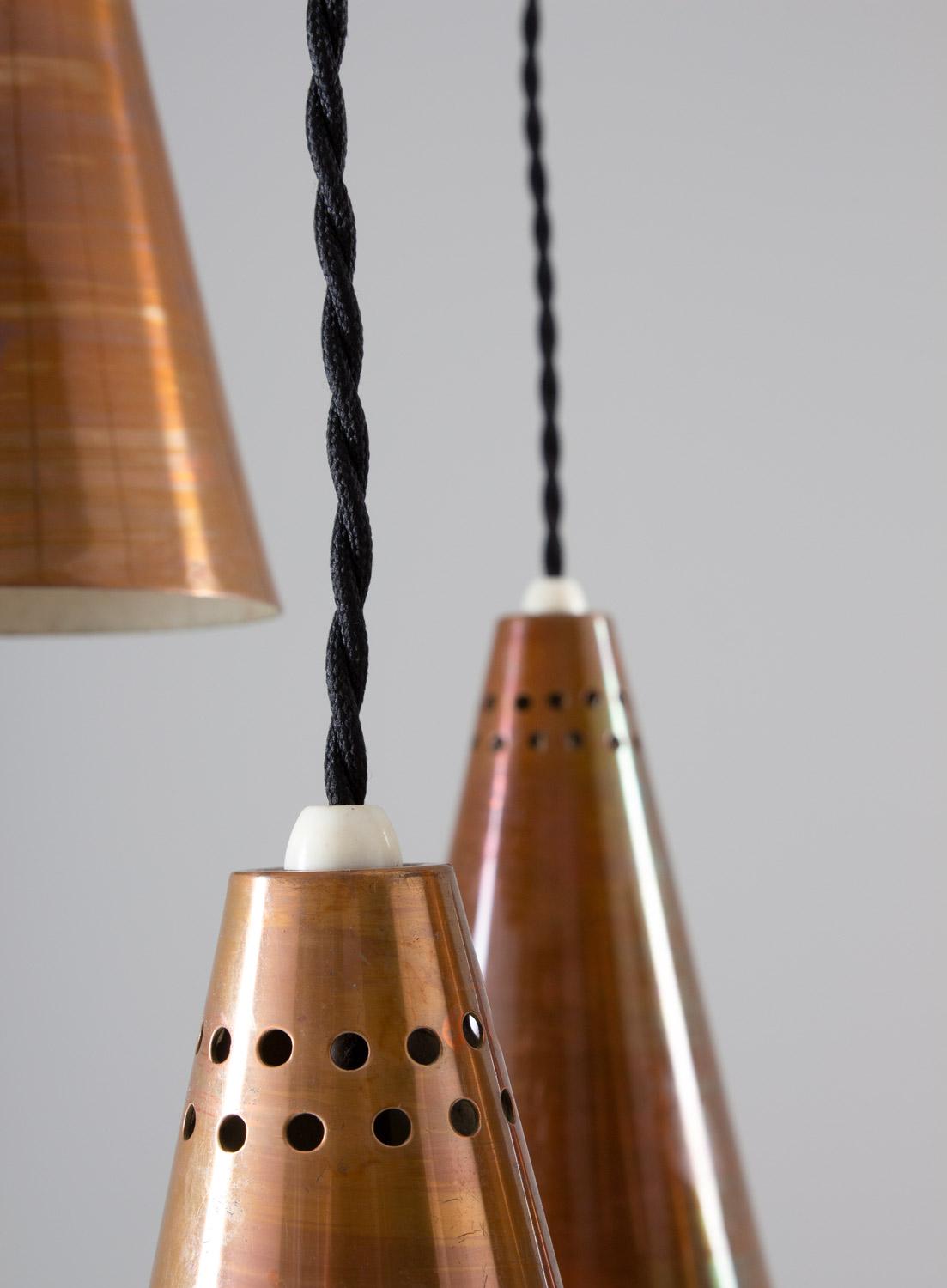 Brass Scandinavian Midcentury Pendant in Copper by Hans-Agne Jakobsson For Sale
