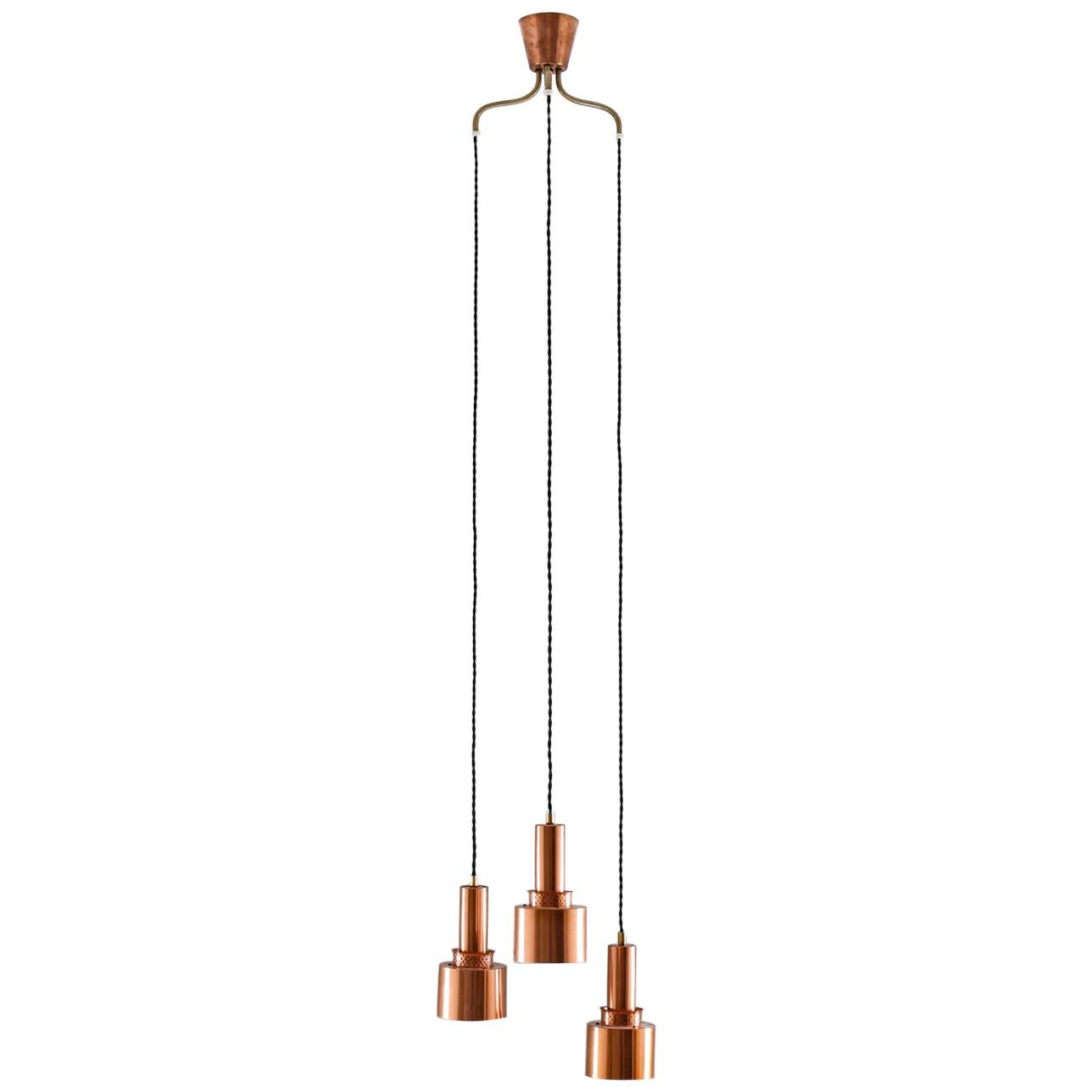 Lampes à suspension scandinaves du milieu du siècle dernier modèle T292 en cuivre de Hans-Agne Jakobsson