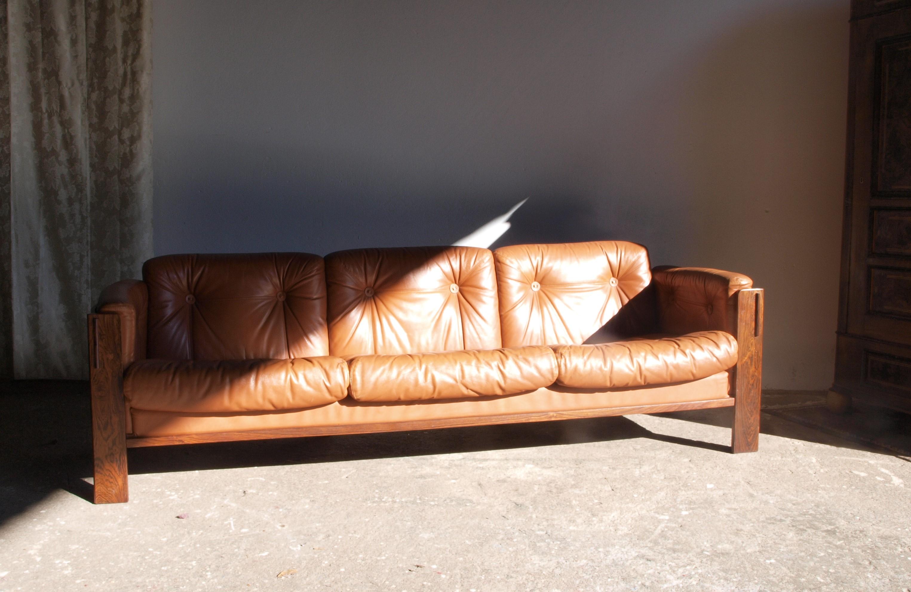 wood frame leather sofa