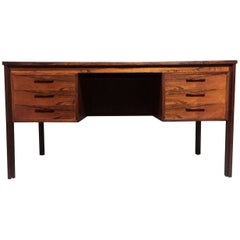 Vintage Scandinavian Midcentury Rosewood Six-Drawer Desk