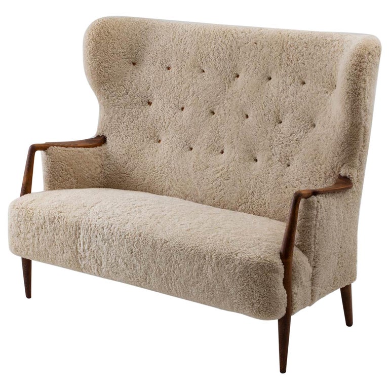 Visual Reference: Scandinavian Midcentury Sheepskin Sofa Loveseat 1940S Denmark At