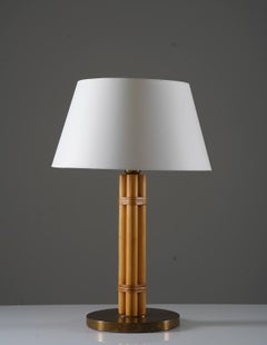 Scandinavian Midcentury Table Lamp in Brass and Bamboo by Bergboms, Sweden