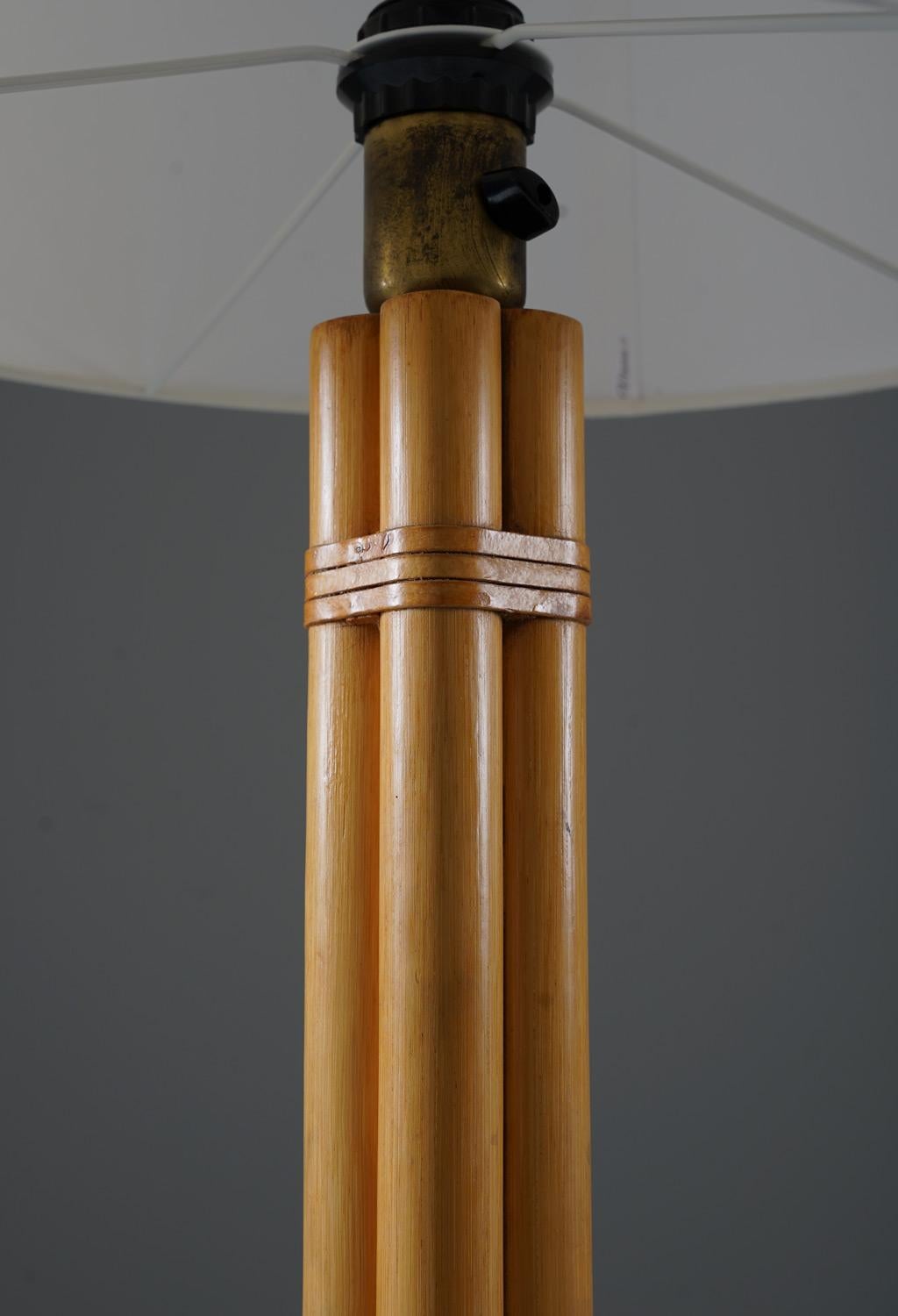 Swedish Scandinavian Midcentury Table Lamp in Brass and Bamboo by Bergboms, Sweden For Sale